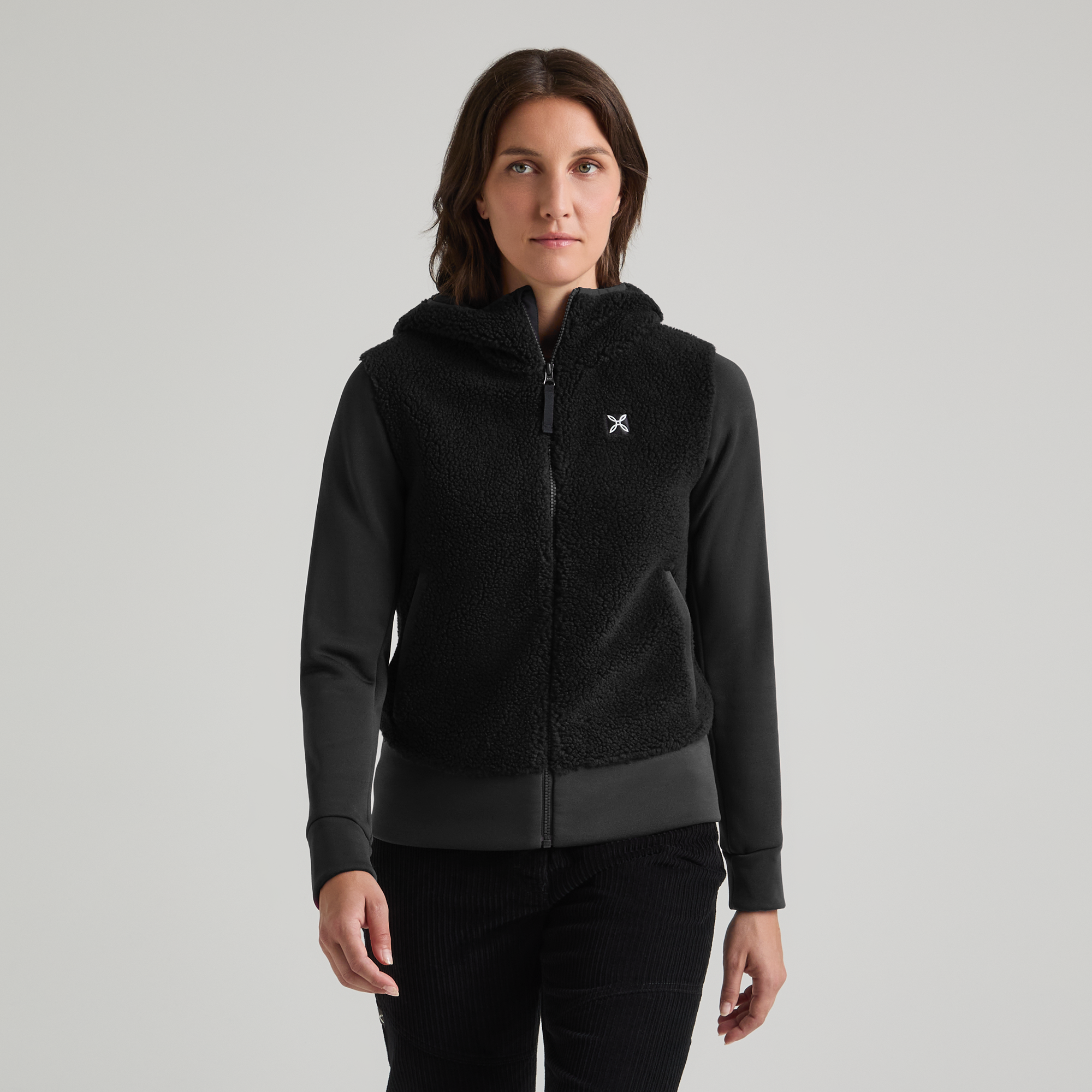Veste Sherpa Mix Femme Panna