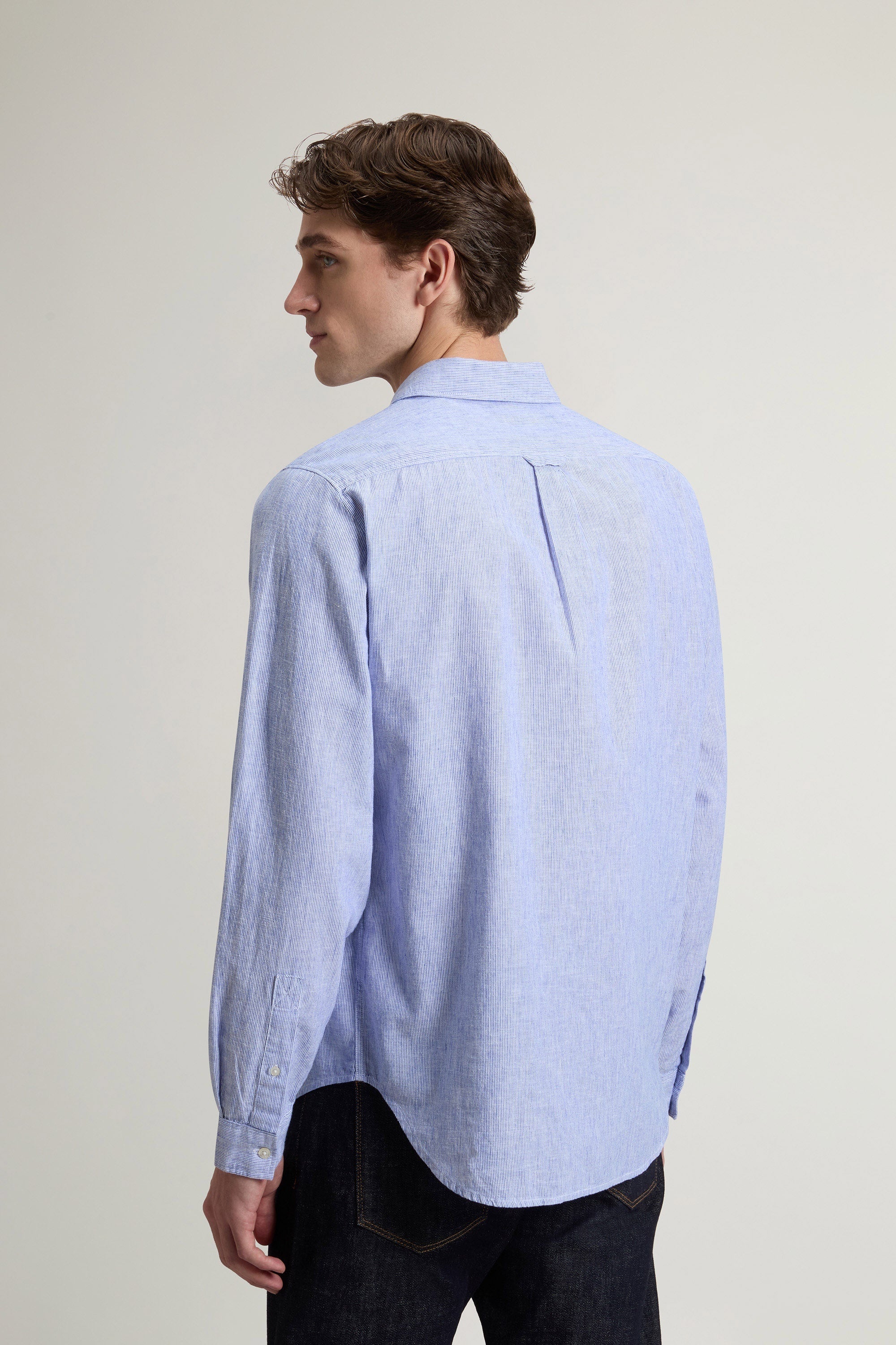 Camisa Linen Stripe Hombre Grisaille