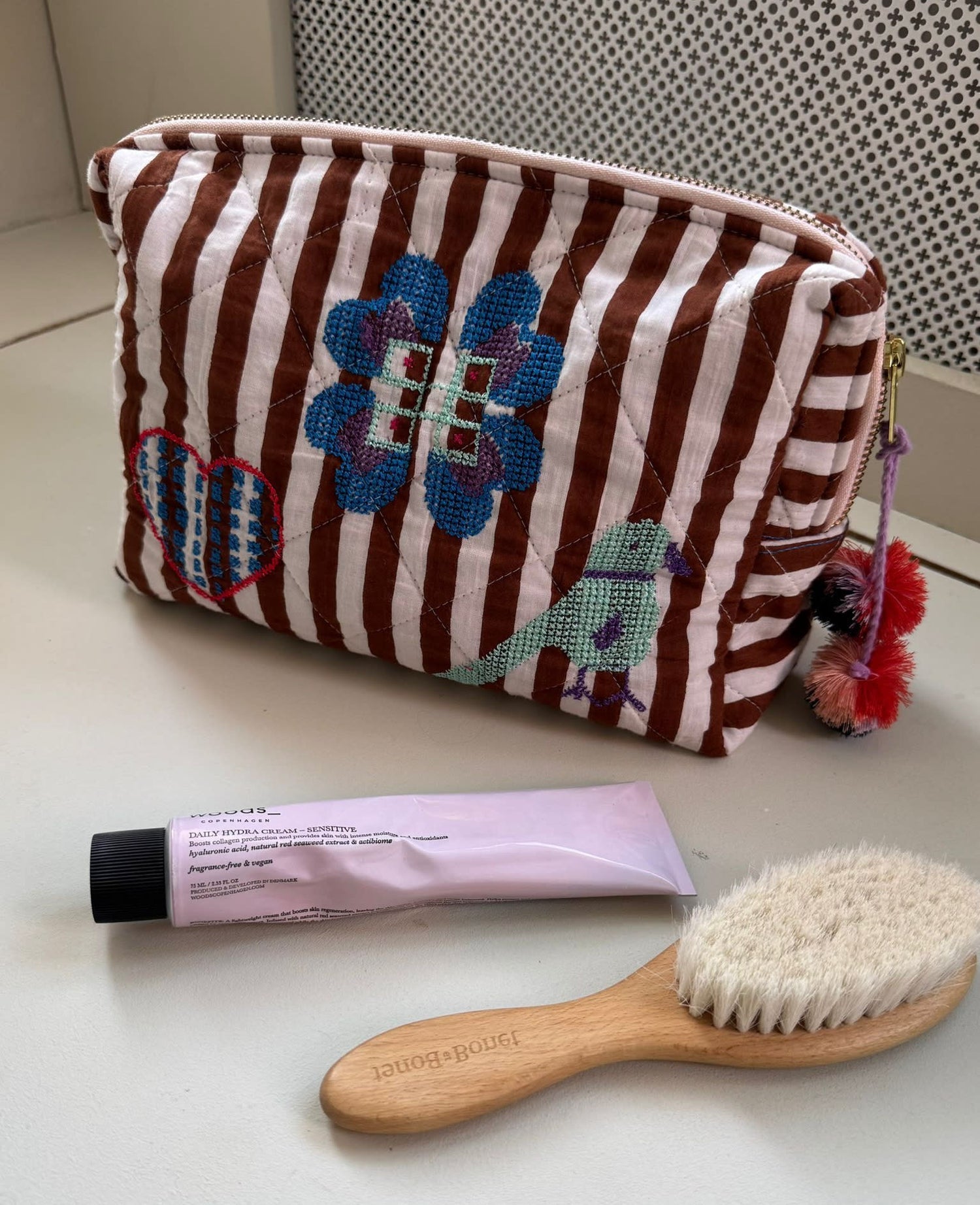 Borsa Rosea Cosmetic Donna Brown Stripes
