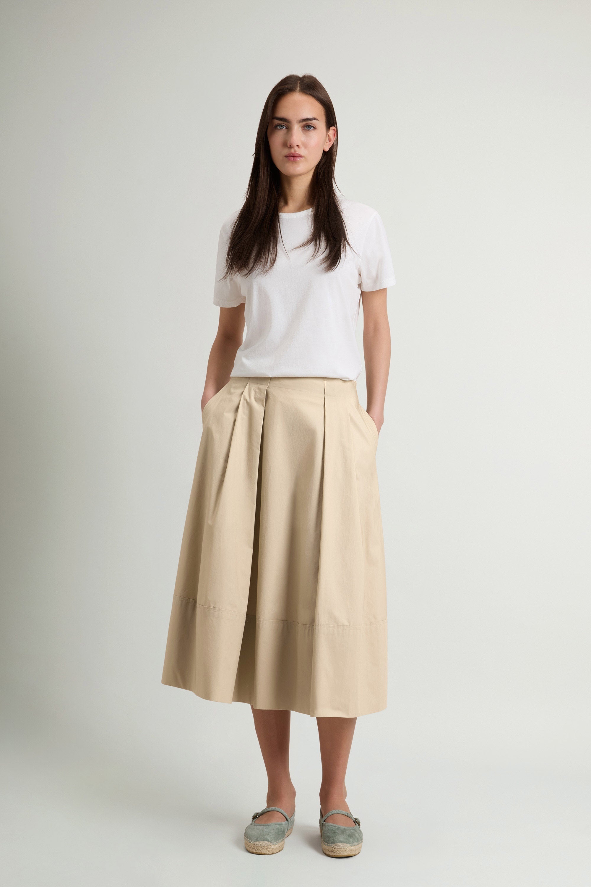 Gonna Cotton Poplin Donna White Pepper