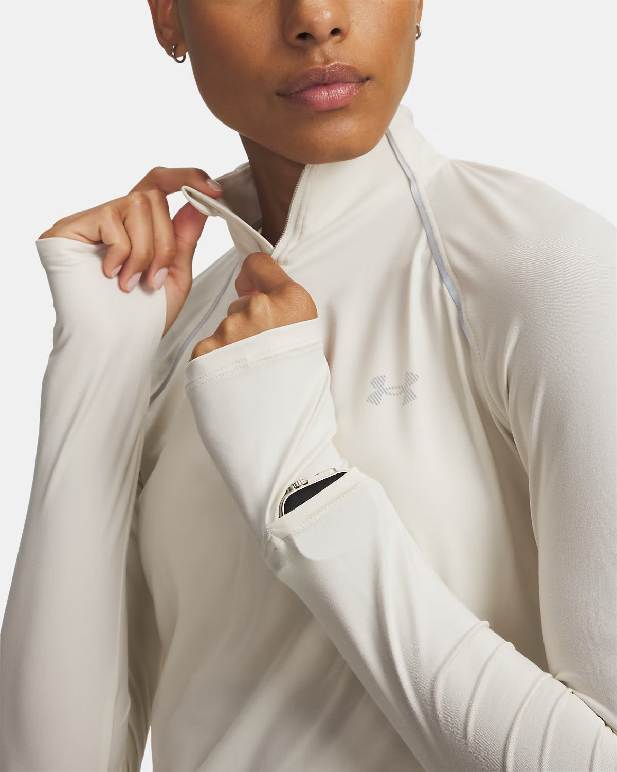 T-shirt Manches Longues Velociti Half Zip Femme Stone