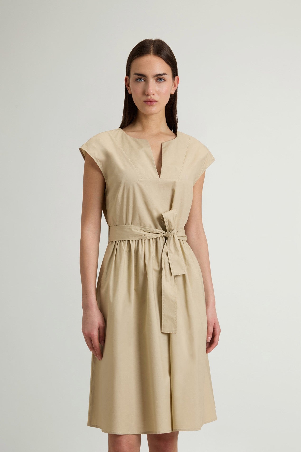 Women's Poplin Short Dress White Pepper