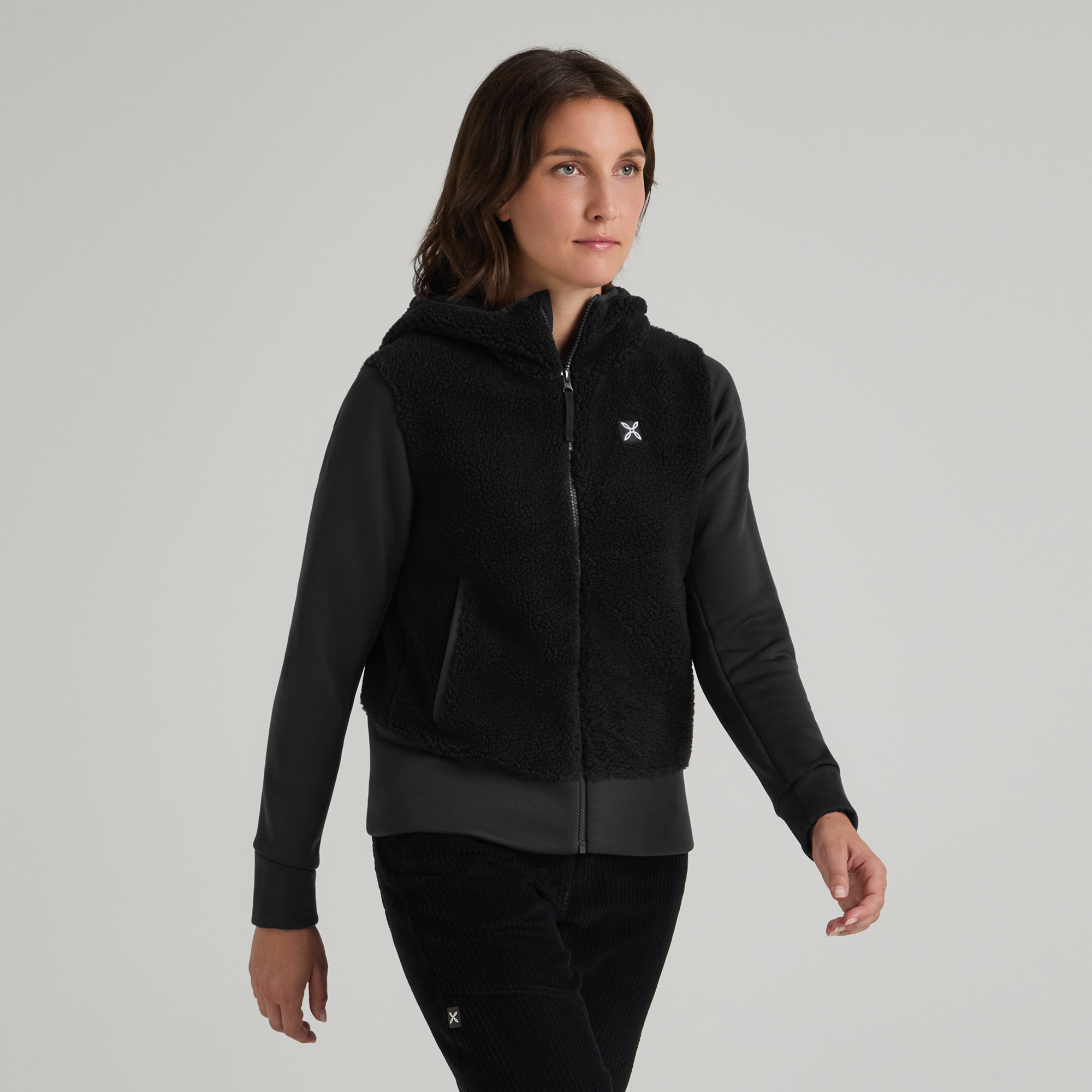 Veste Sherpa Mix Femme Panna