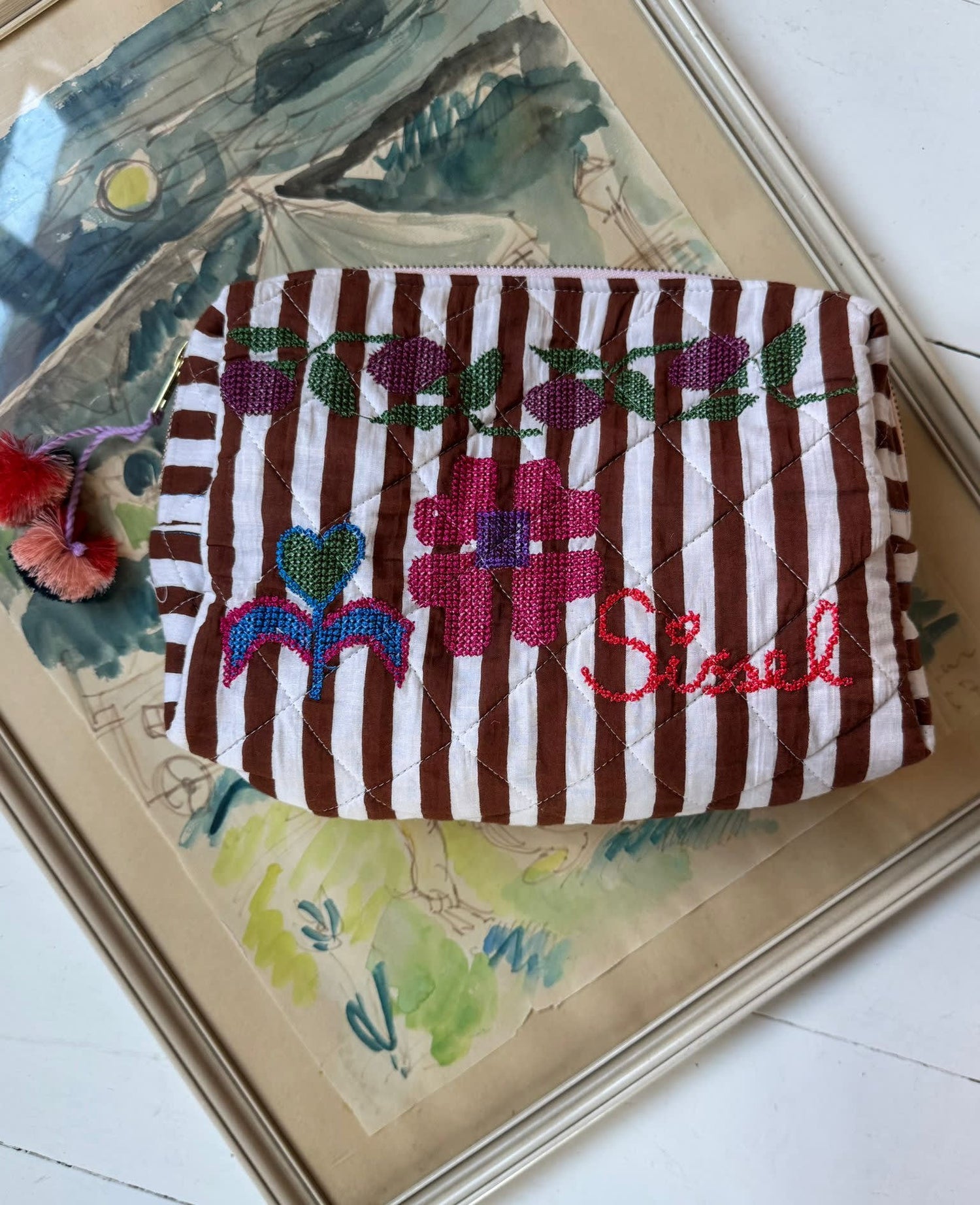 Borsa Rosea Cosmetic Donna Brown Stripes