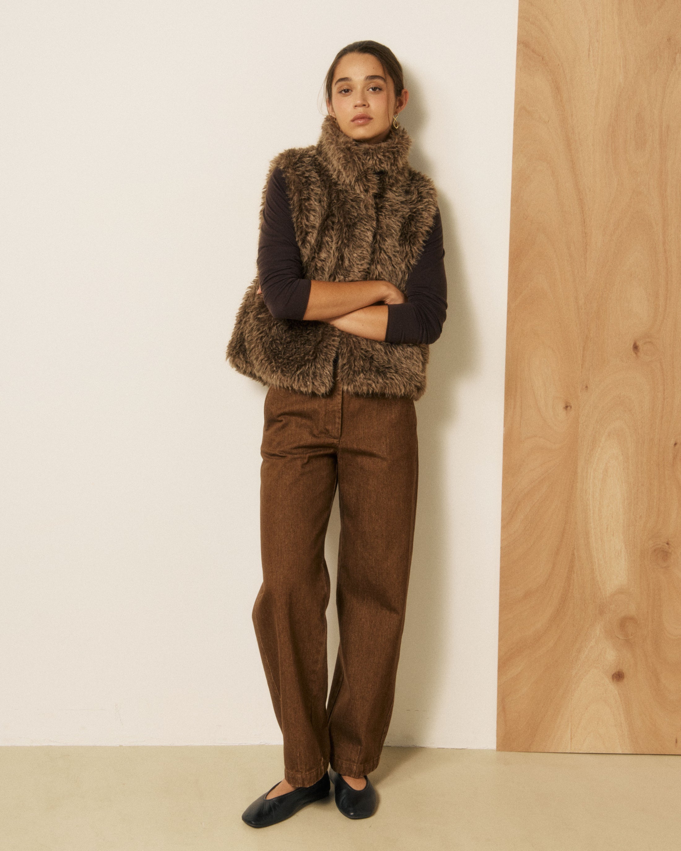 Gilet Verso Donna Glossy Brown