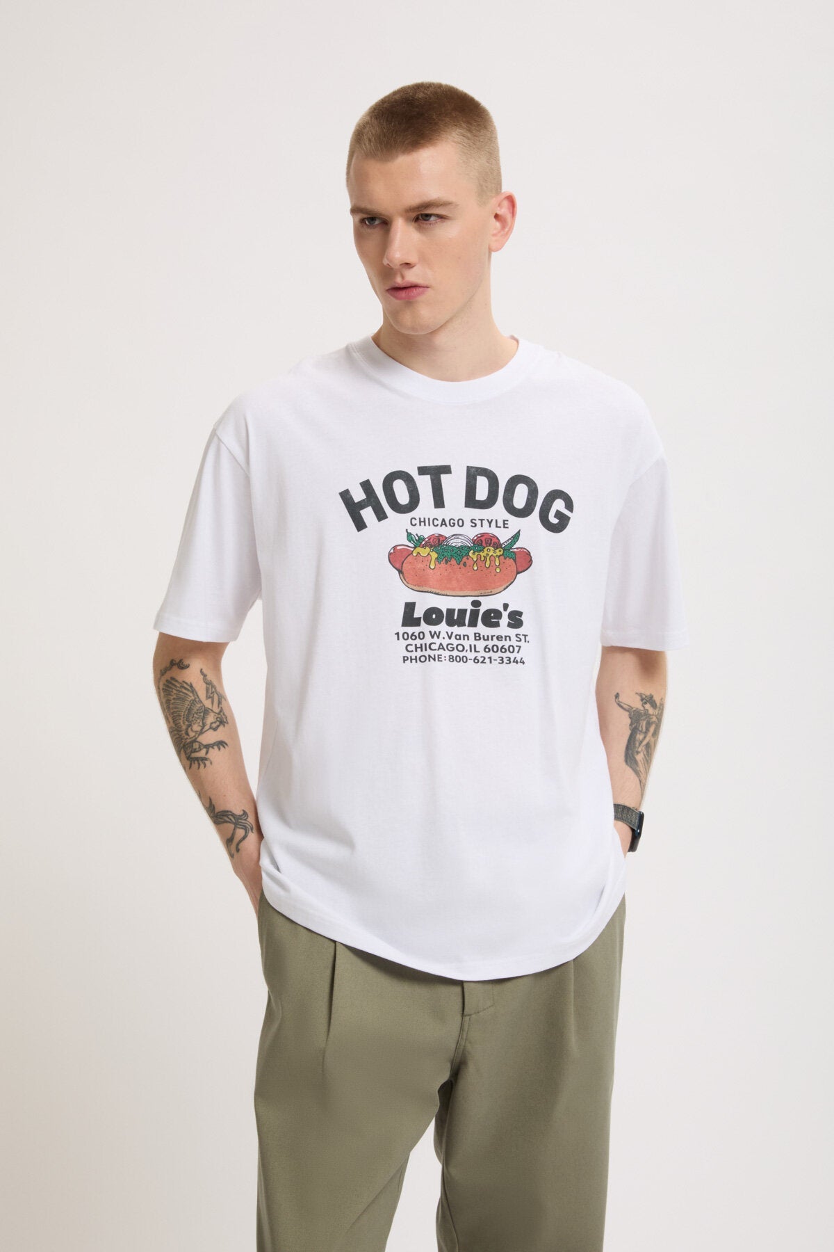 T-shirt Hot Dog Homme White
