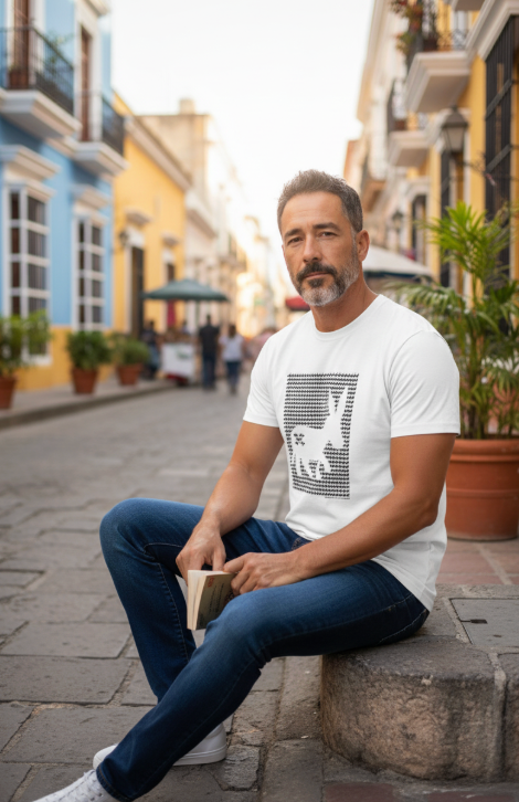 T-shirt Pattern Logo Uomo Bianco/Nero