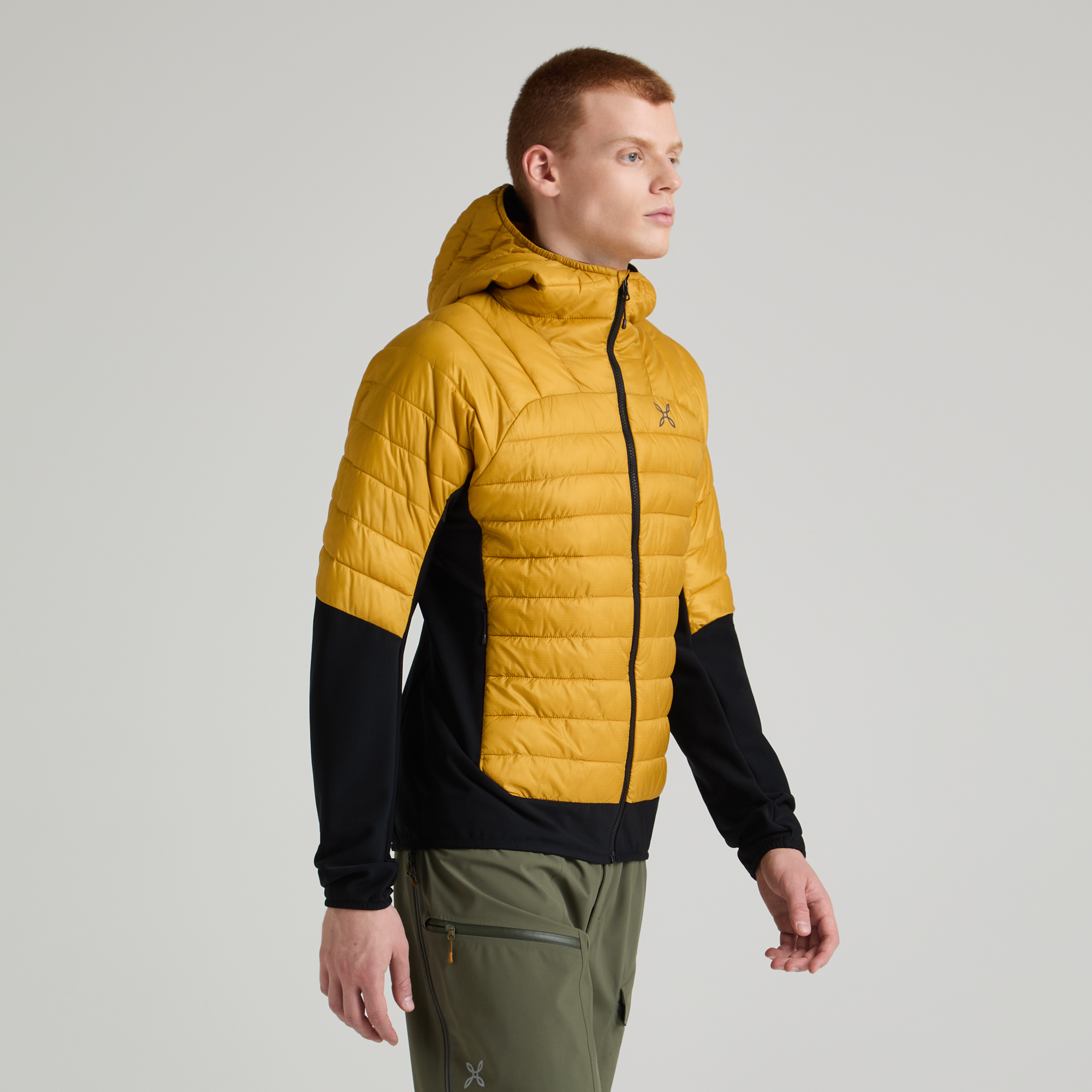 Mann Peak Hybrid Hooded Daunenjacke Steel Blue/Sunny Lime