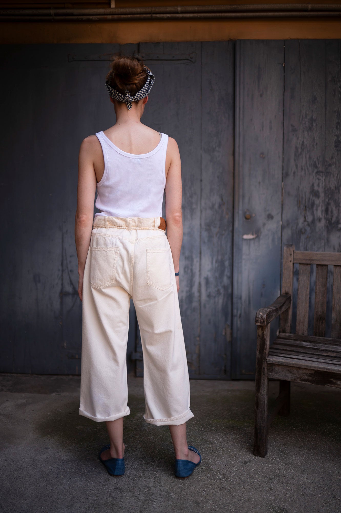 Frau The 50s Selvedge Culotte Jean Hose Cream
