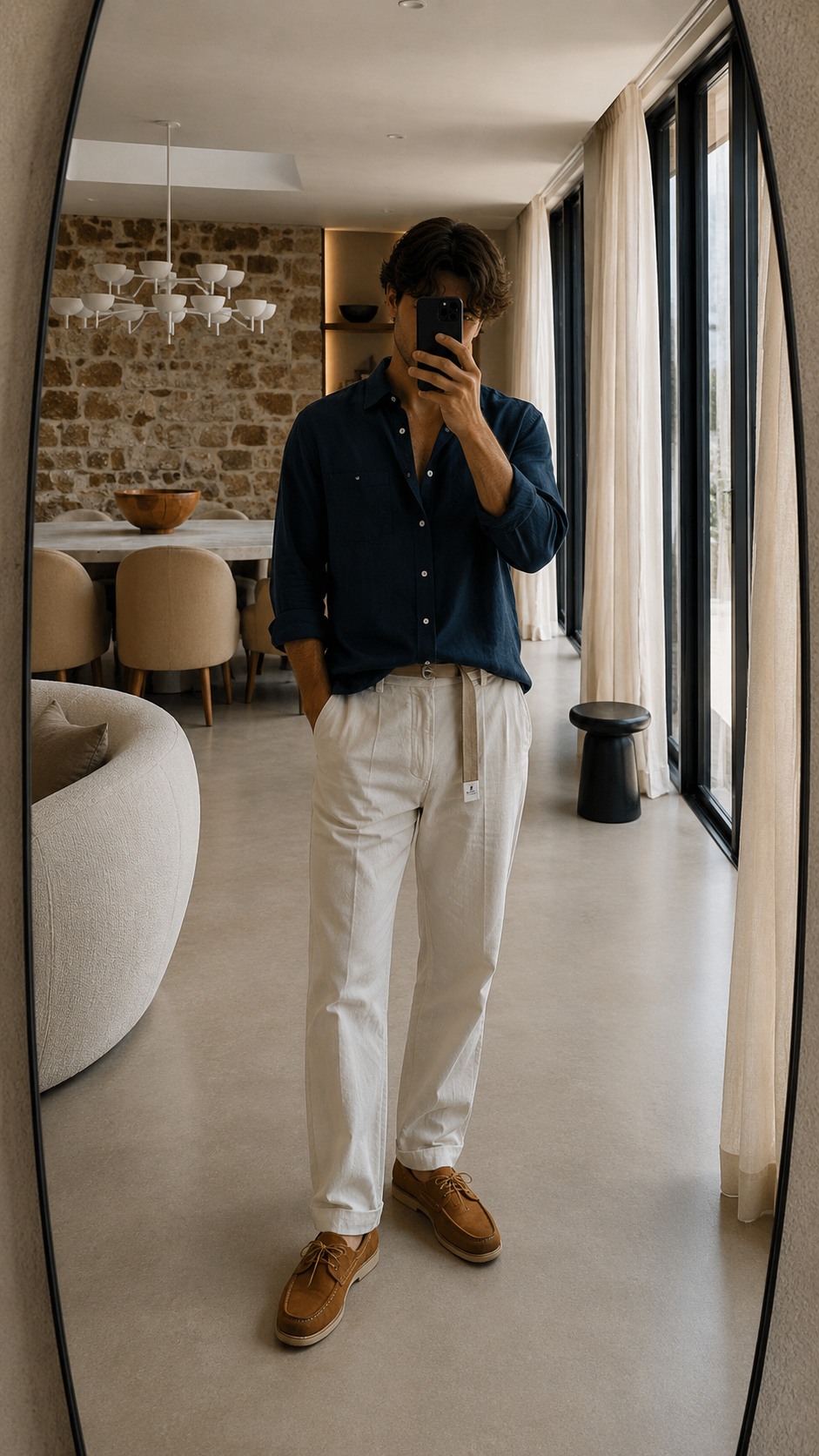 Camicia Paul Linen Uomo Deep Blue