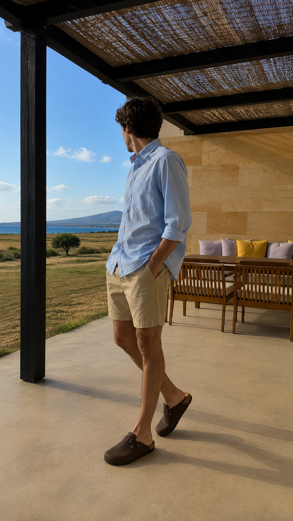 Men's Cotton Twill Shorts Travertine