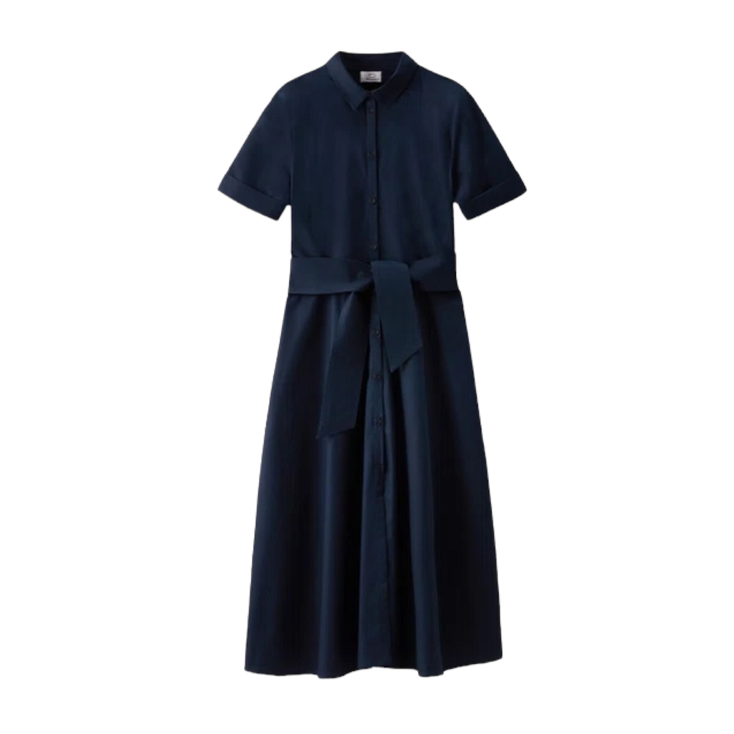Women's Belted Poplin Dress Melton Blue 