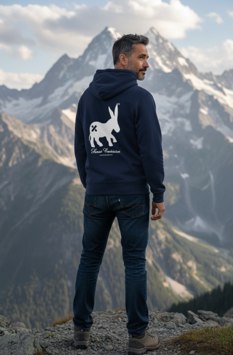 Maglia Hoodie Uomo Navy Blue/White