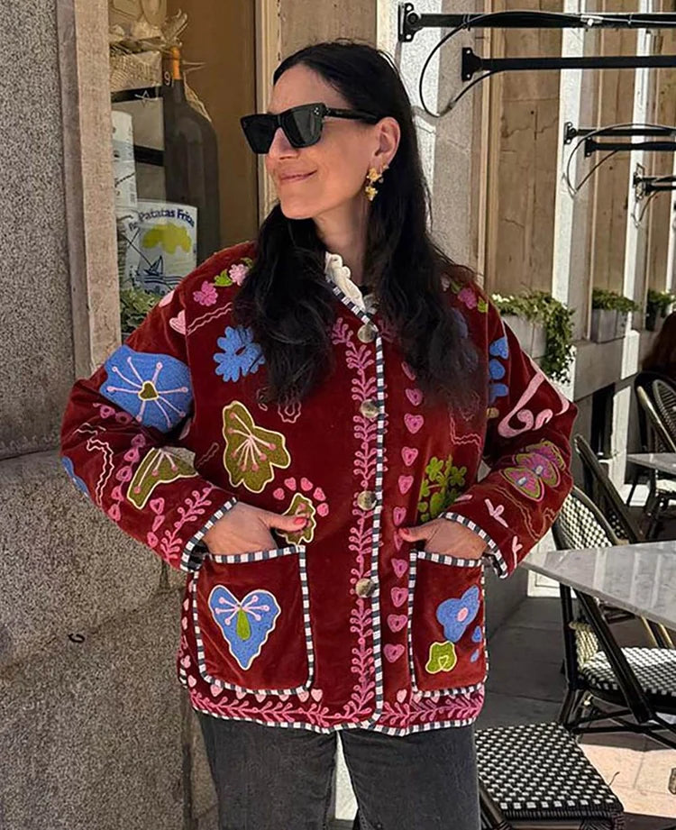 Women's Maggie Jacket Velvet Burgundy