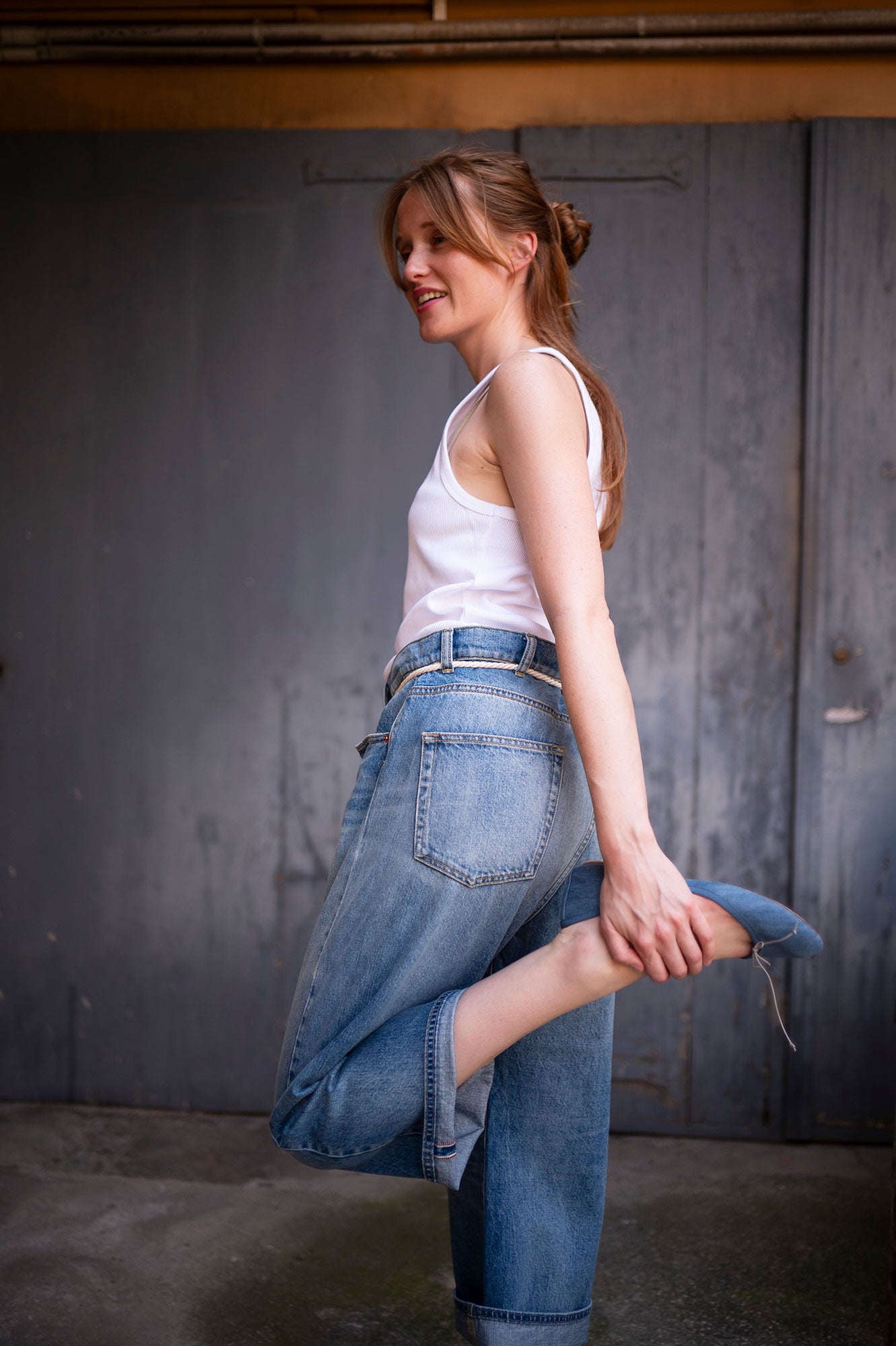 Pantaloni The 50s Selvedge Culotte Jean Donna Light Blue