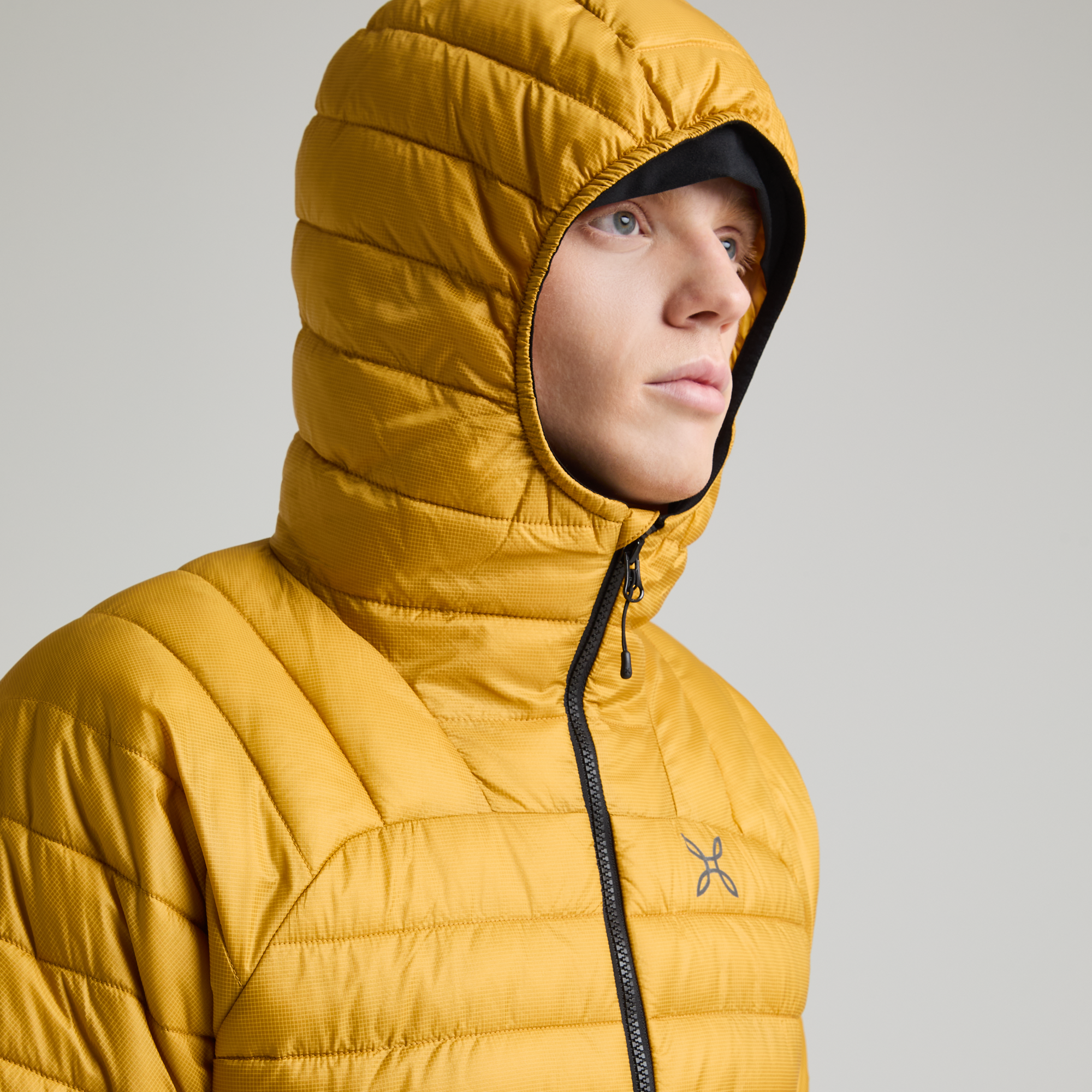 Mann Peak Hybrid Hooded Daunenjacke Steel Blue/Sunny Lime