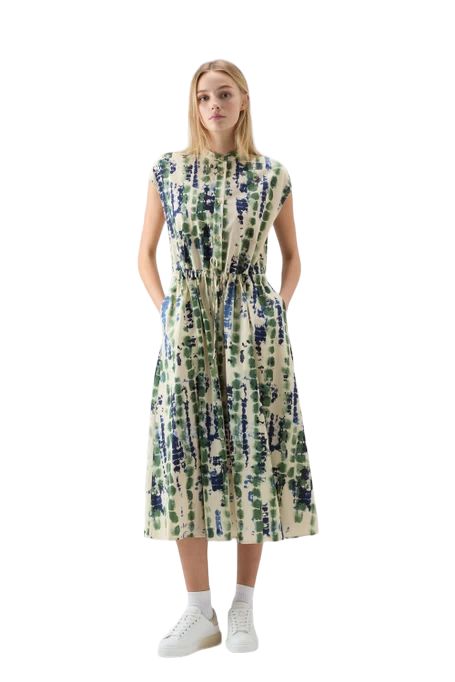 Women's Printed Poplin Dress Light Oak 
