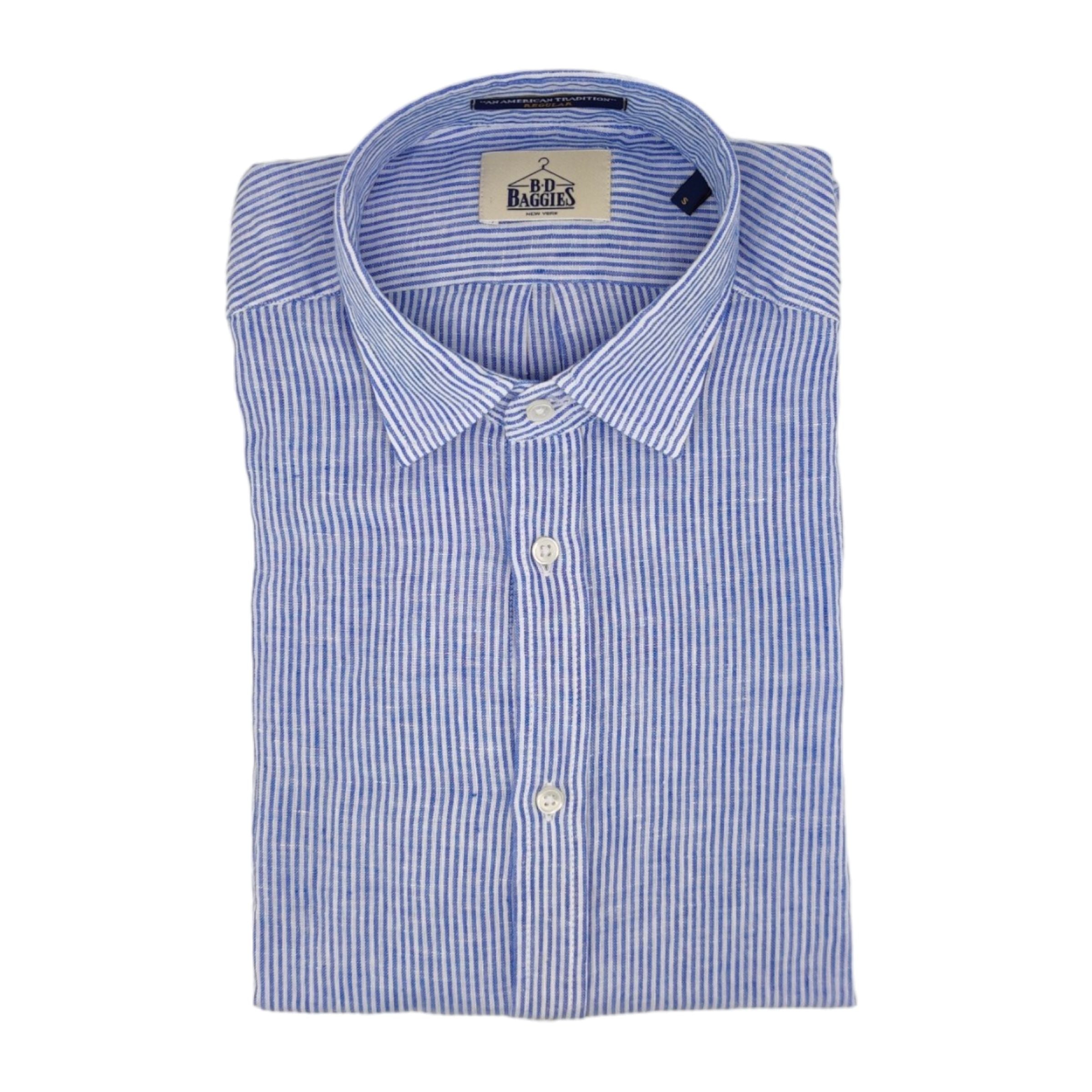 Men's Bradford Linen Stripes Shirt White/Blue 