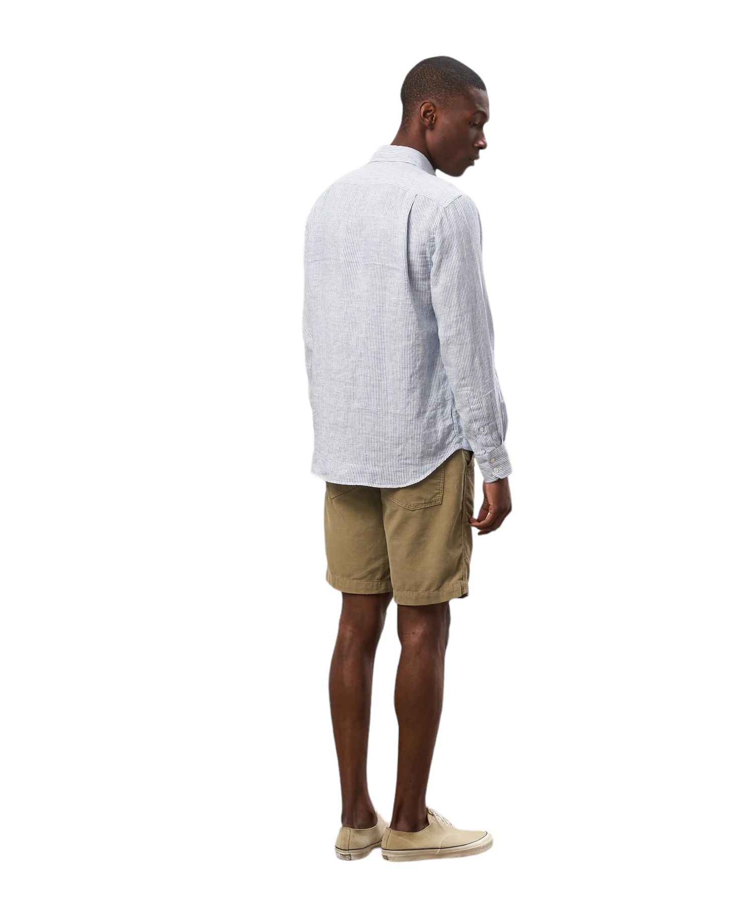 Men's Paul Oxford Linen Shirt White/Navy 