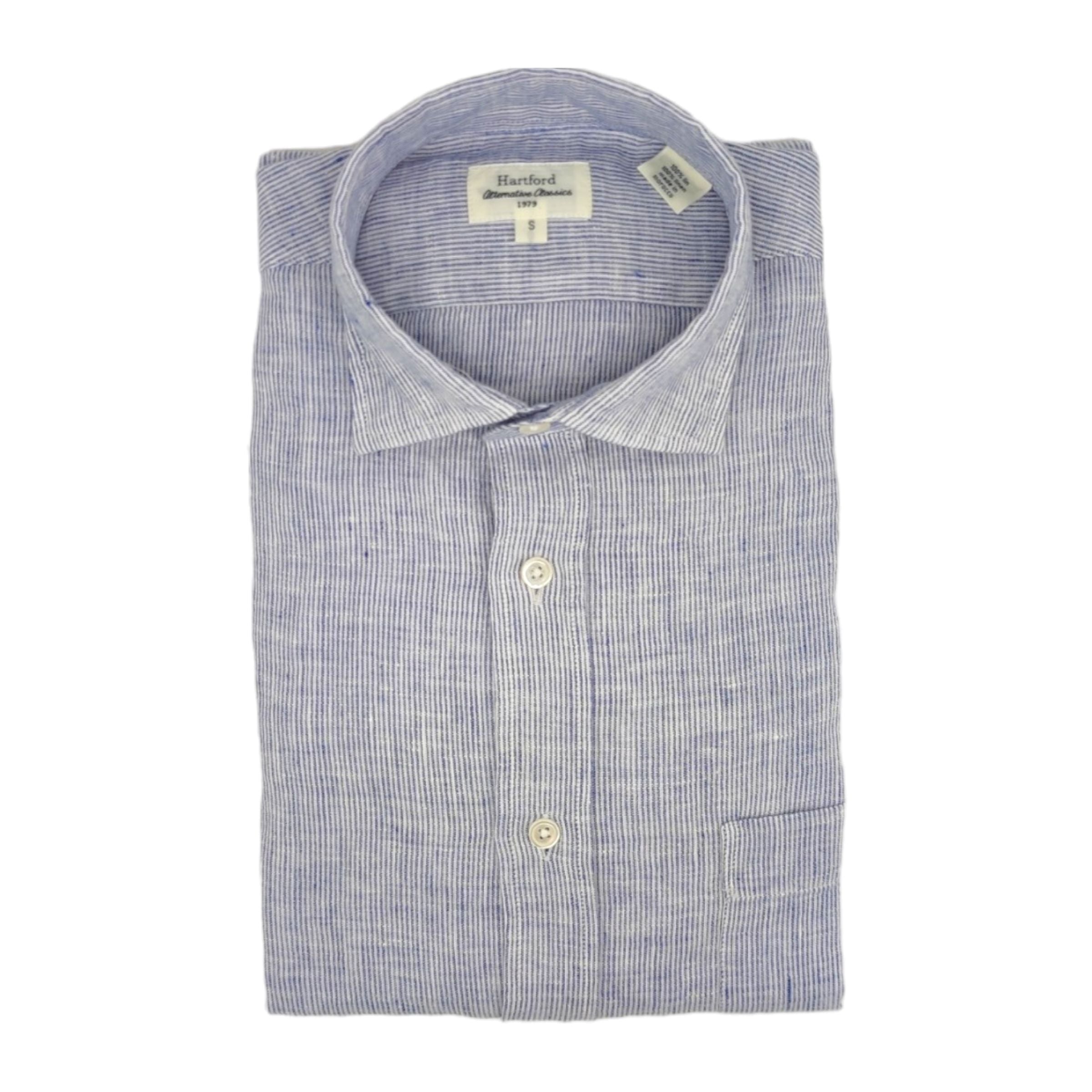 Men's Paul Oxford Linen Shirt Off White/Blue 