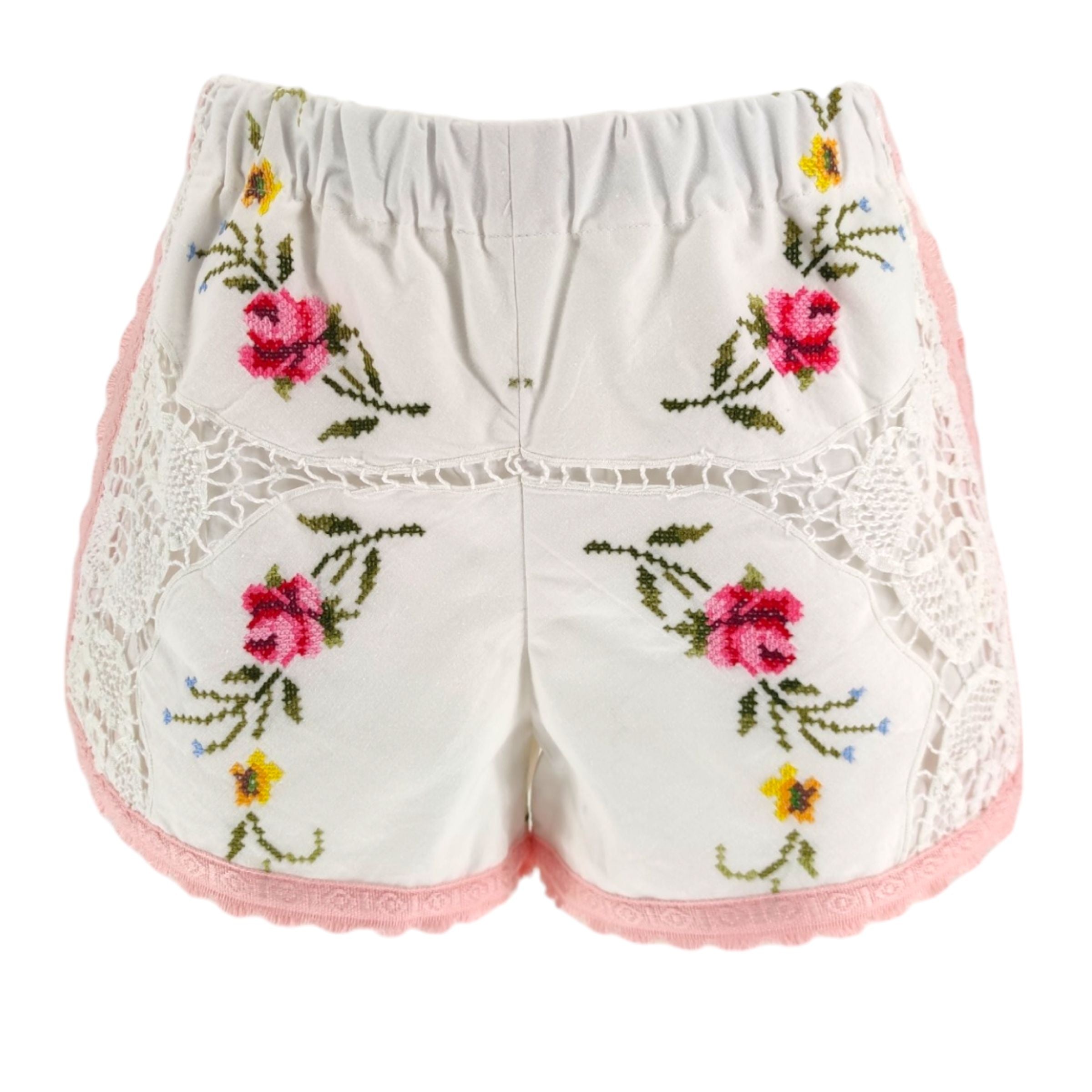 Women's Embroidery Shorts White/Soft Pink 