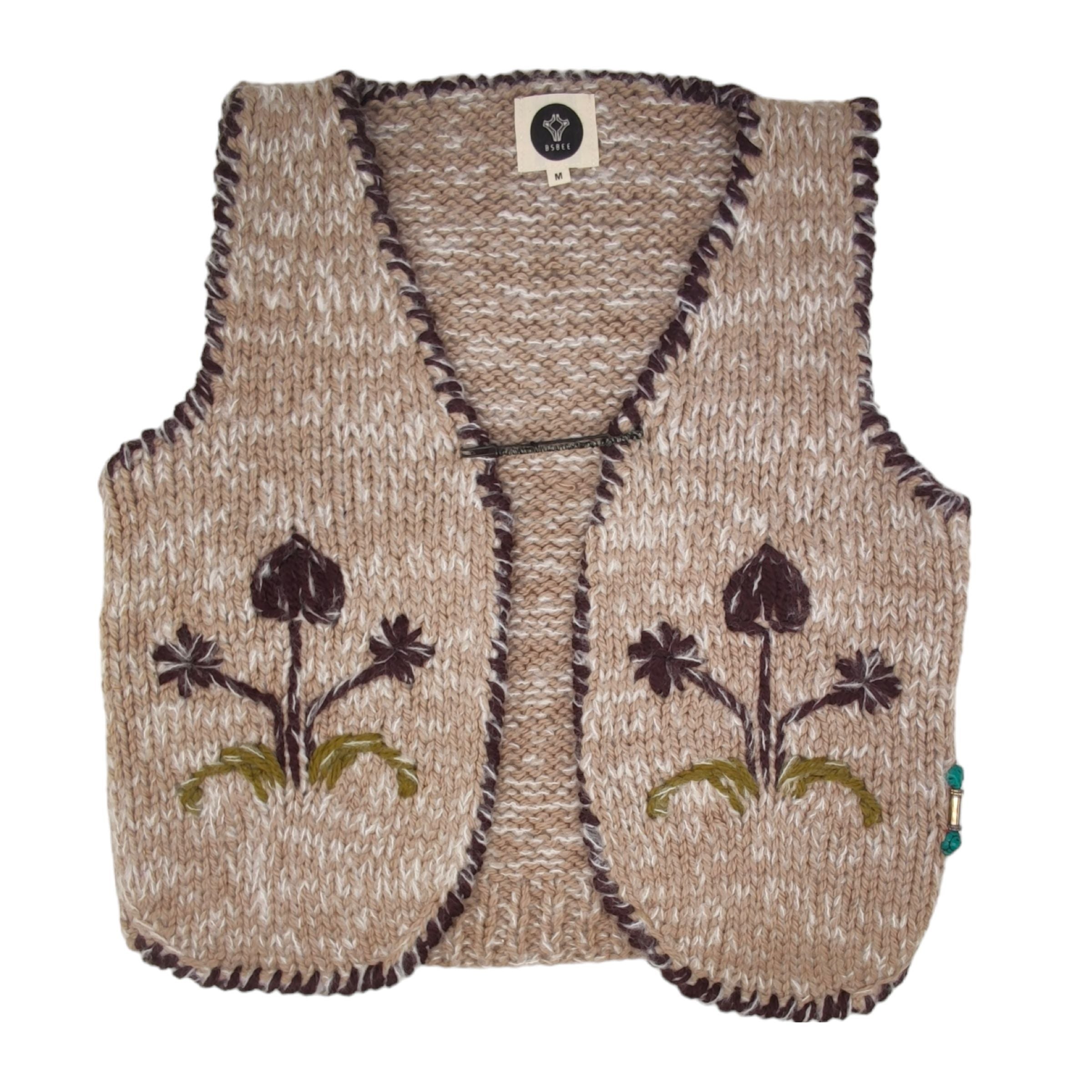 Gilet Flower Donna Beige