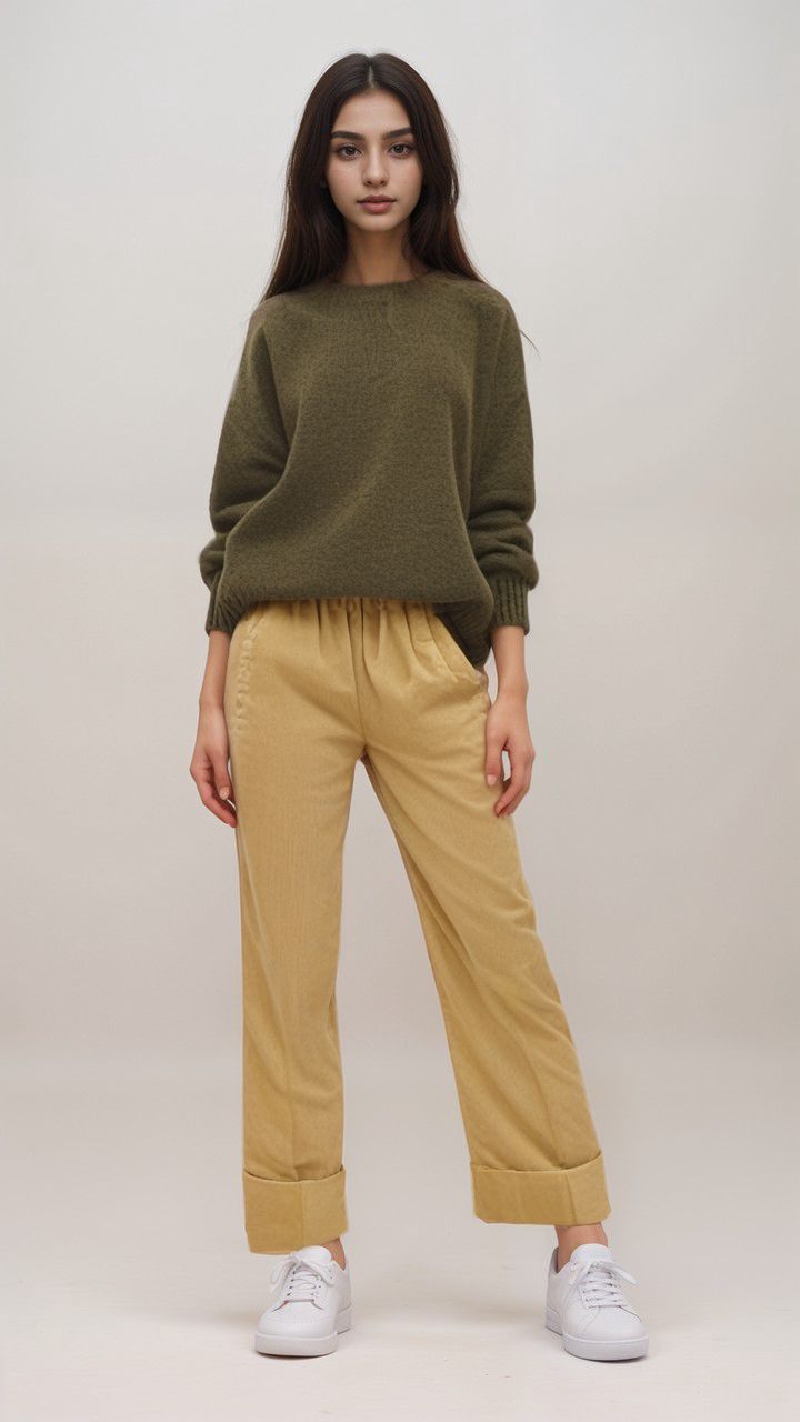 Women's Pensil Heavy Trousers Camel 