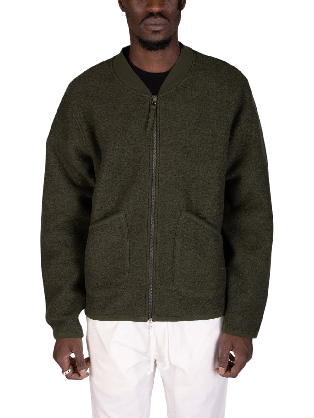 Giacca Zip Bomber Uomo Olive