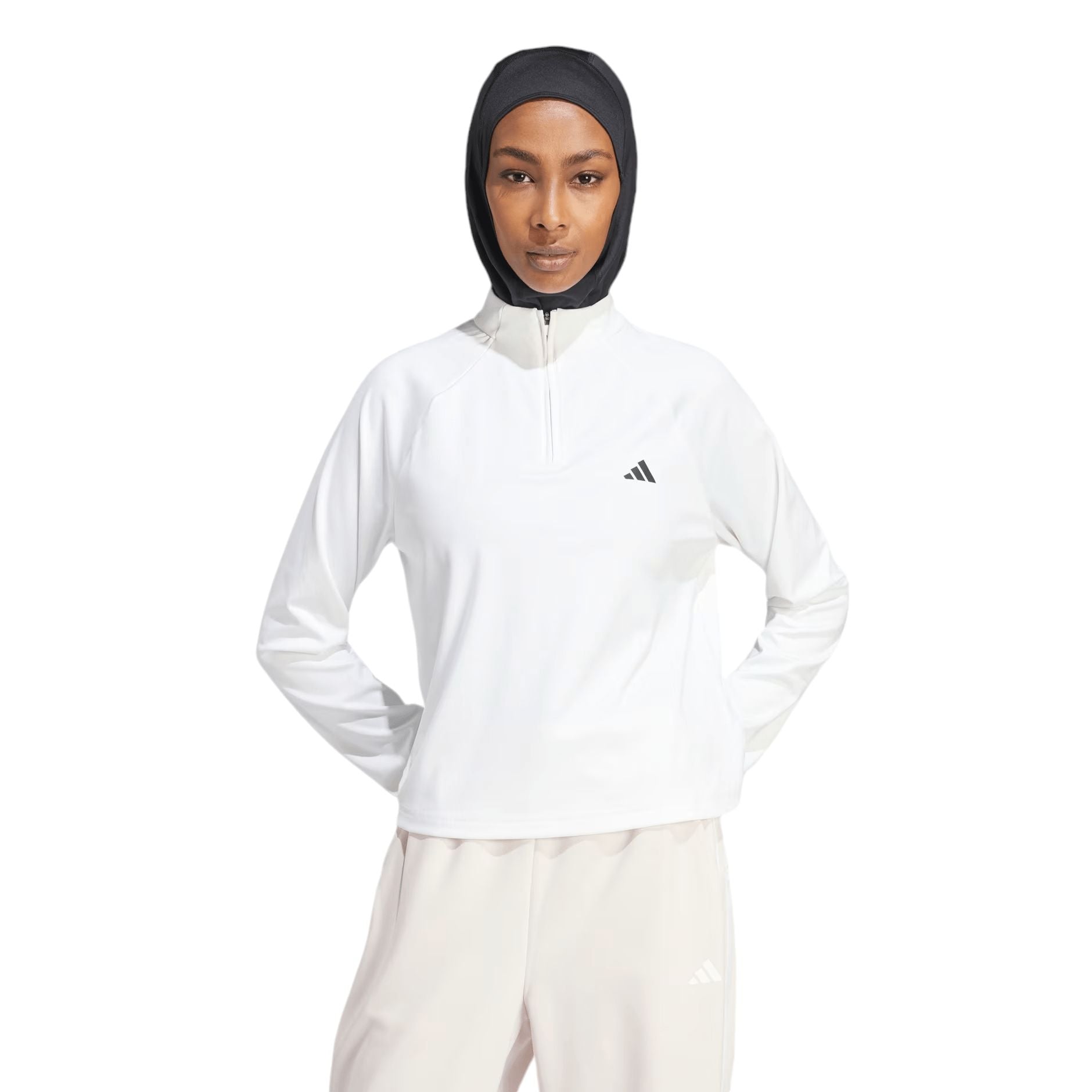 Maglia Essentials Minimal Branding 1/4 Zip Donna White