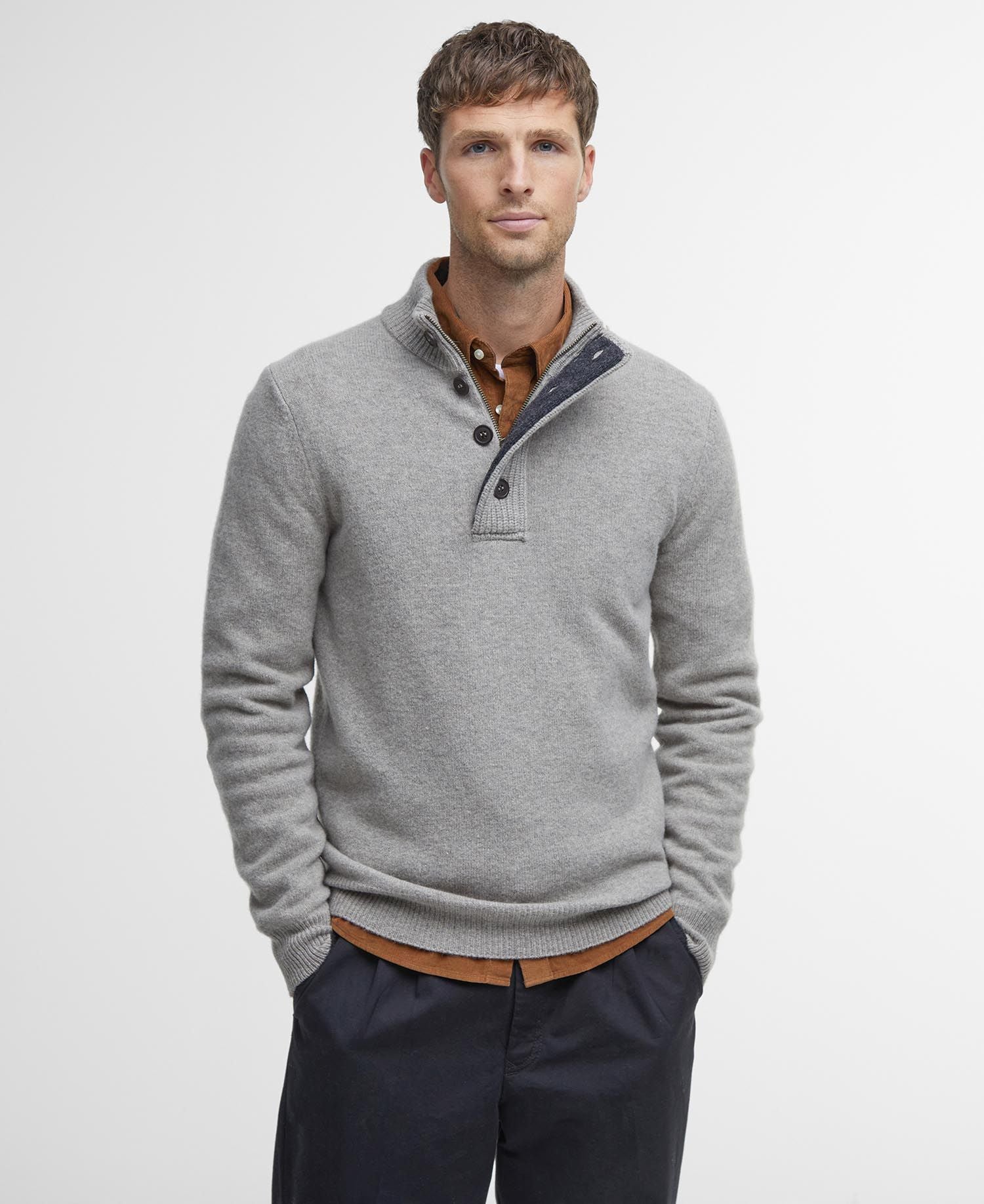 Maglia Patch Half Zip Uomo Stone