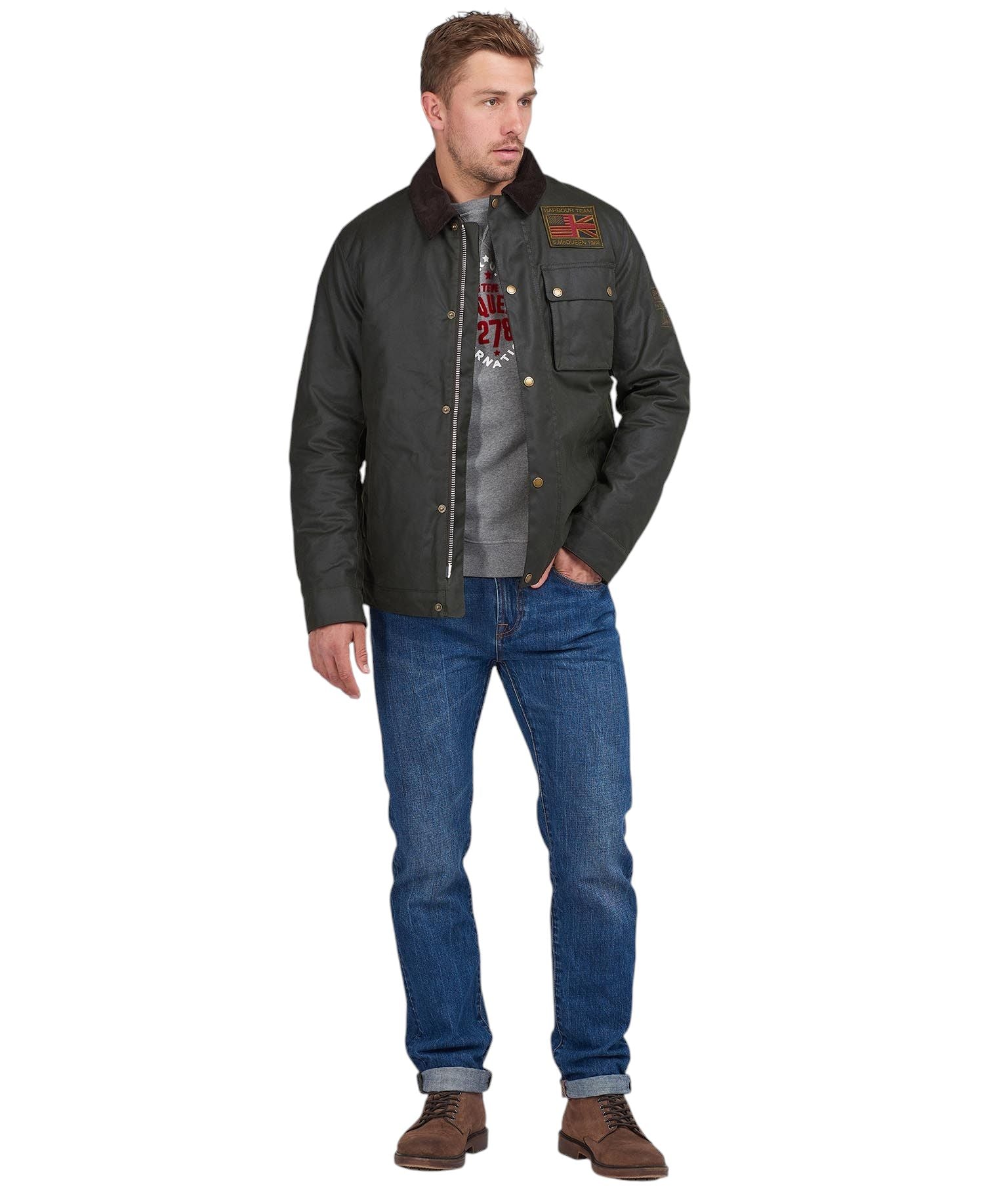 Barbour | Giacca Steve McQueen Uomo Sage - Fabbrica Ski Sises