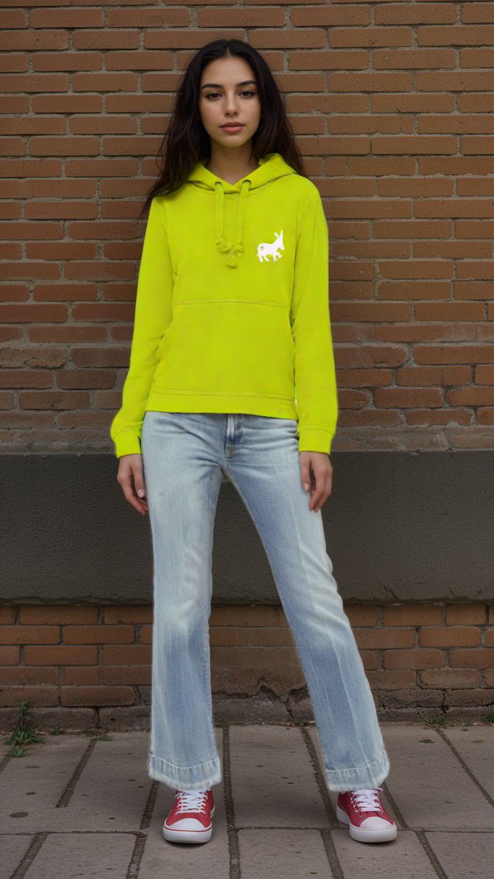 Maglia Hoodie Donna Lime