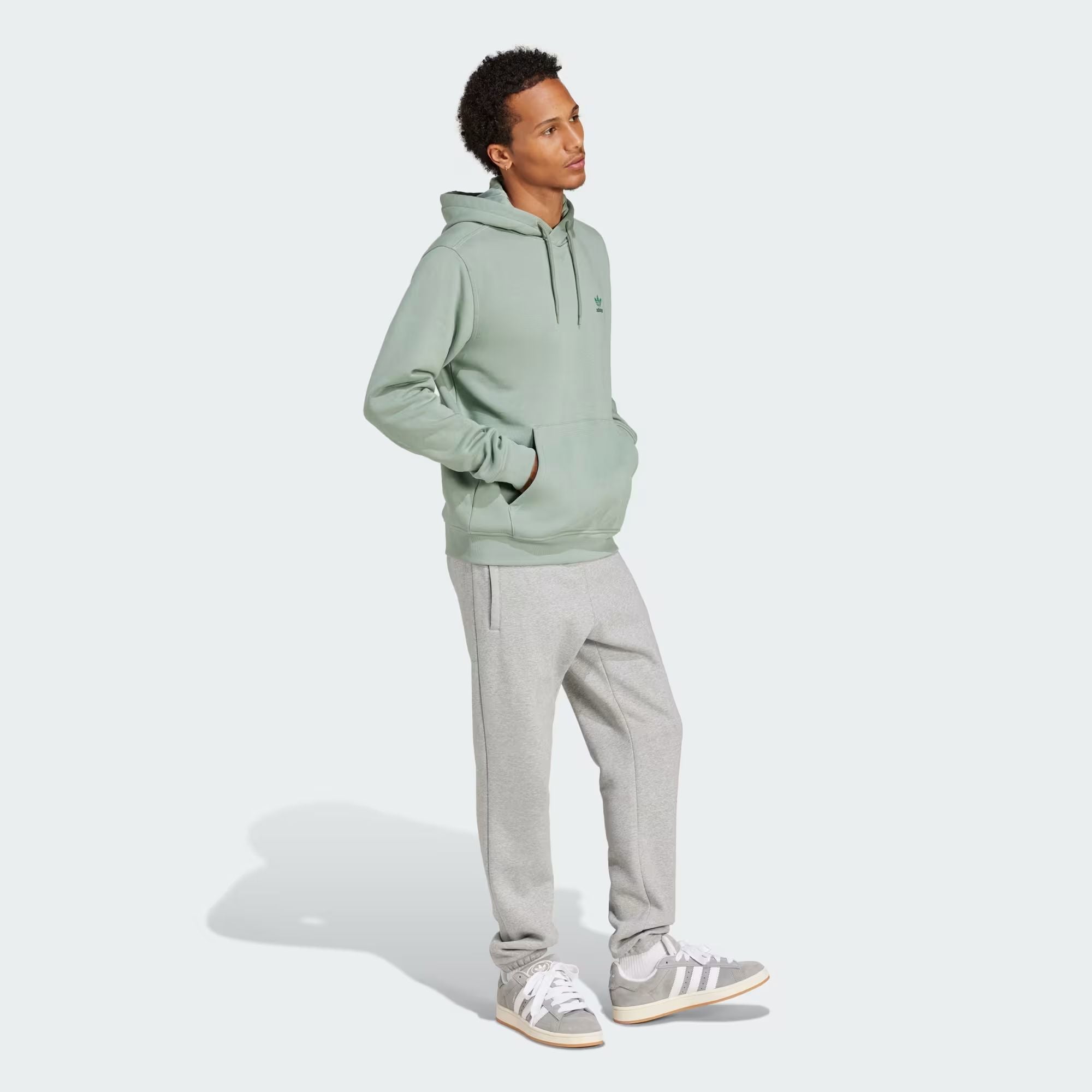 Adidas | Maglia Trefoil Essential Hoodie Uomo Silver Green - Fabbrica Ski Sises