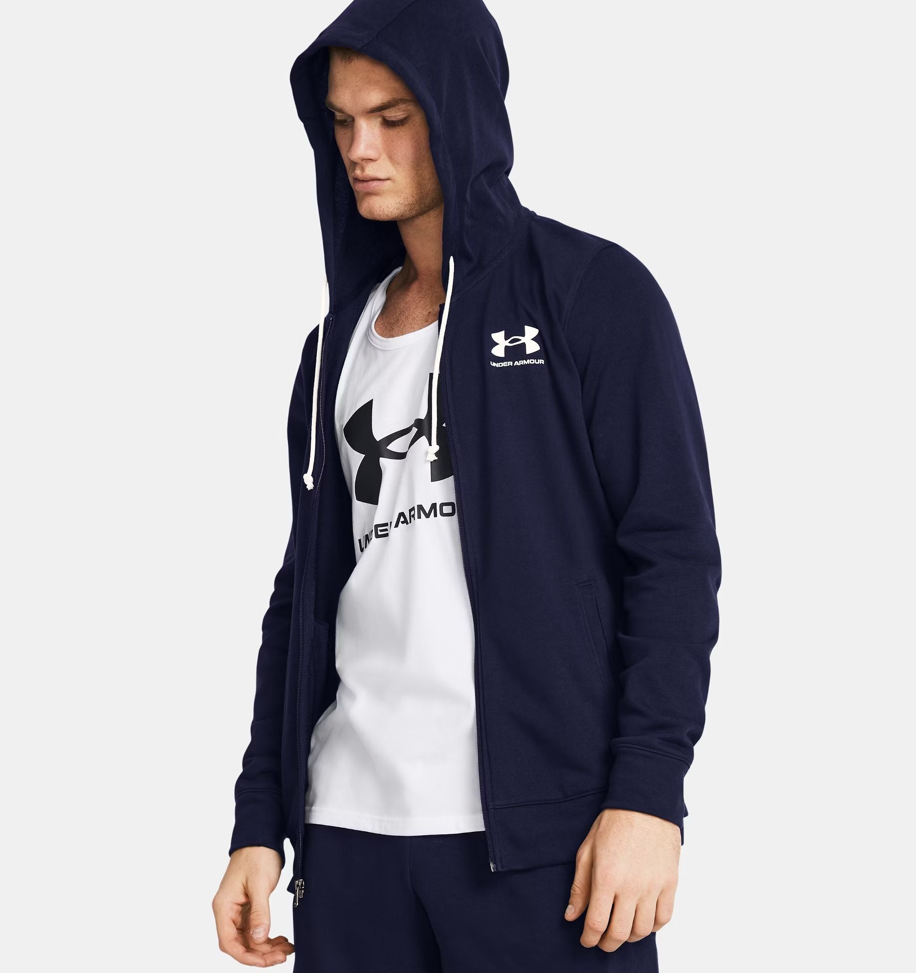 Under Armour | Maglia Rival Terry Full Zip Uomo Midnight Navy/Onyx White - Fabbrica Ski Sises