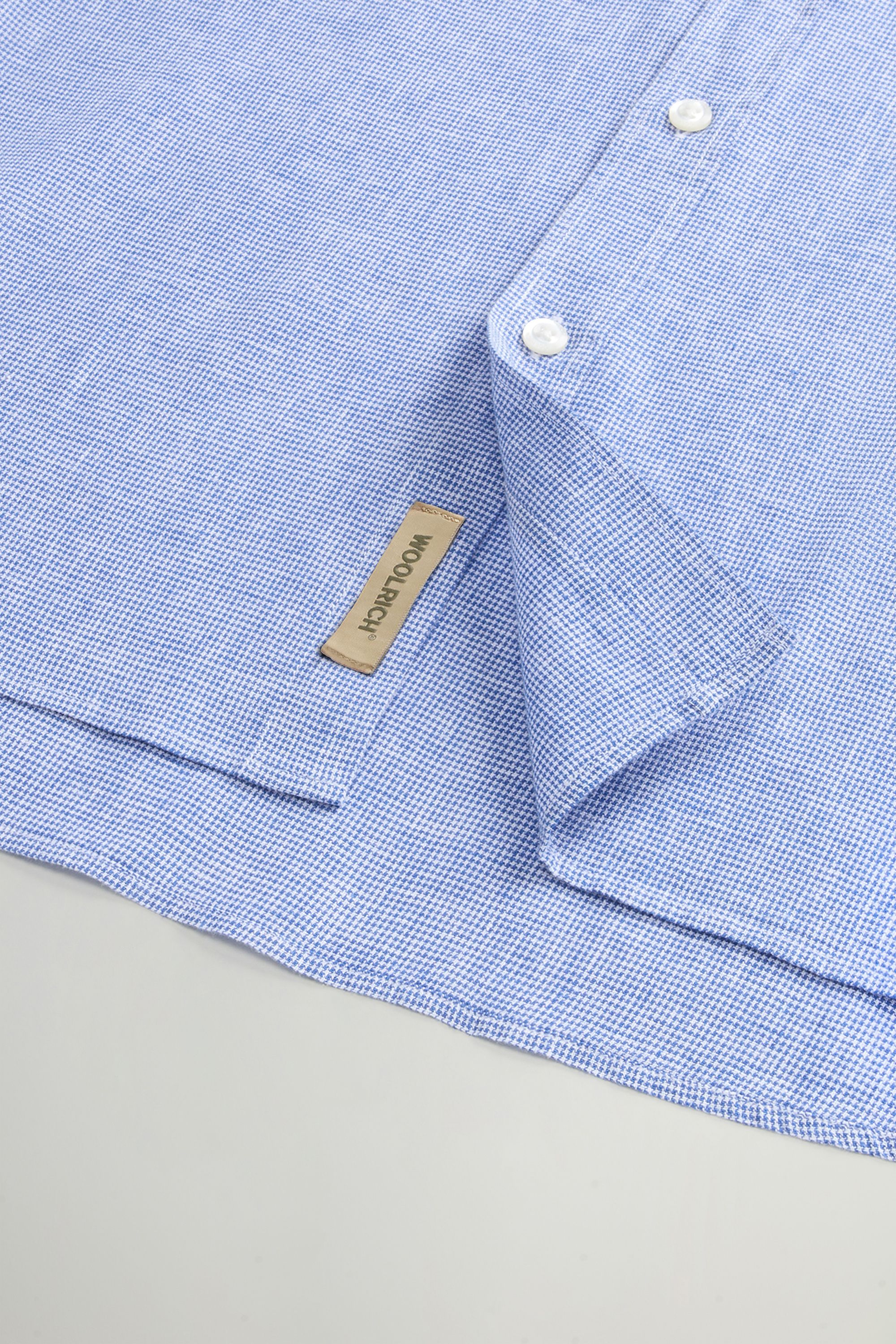Woolrich | Camicia Linen Cotton Uomo Pied De Poule Blue - Fabbrica Ski Sises