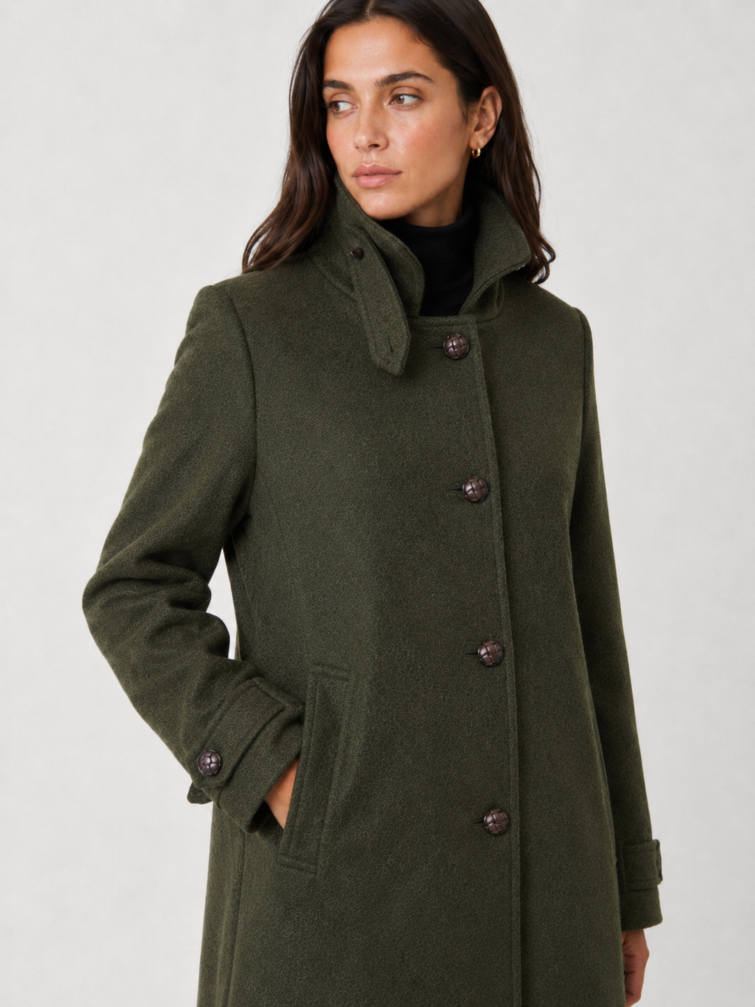 Schneiders | Frau Lena Long Mantel Loden Green