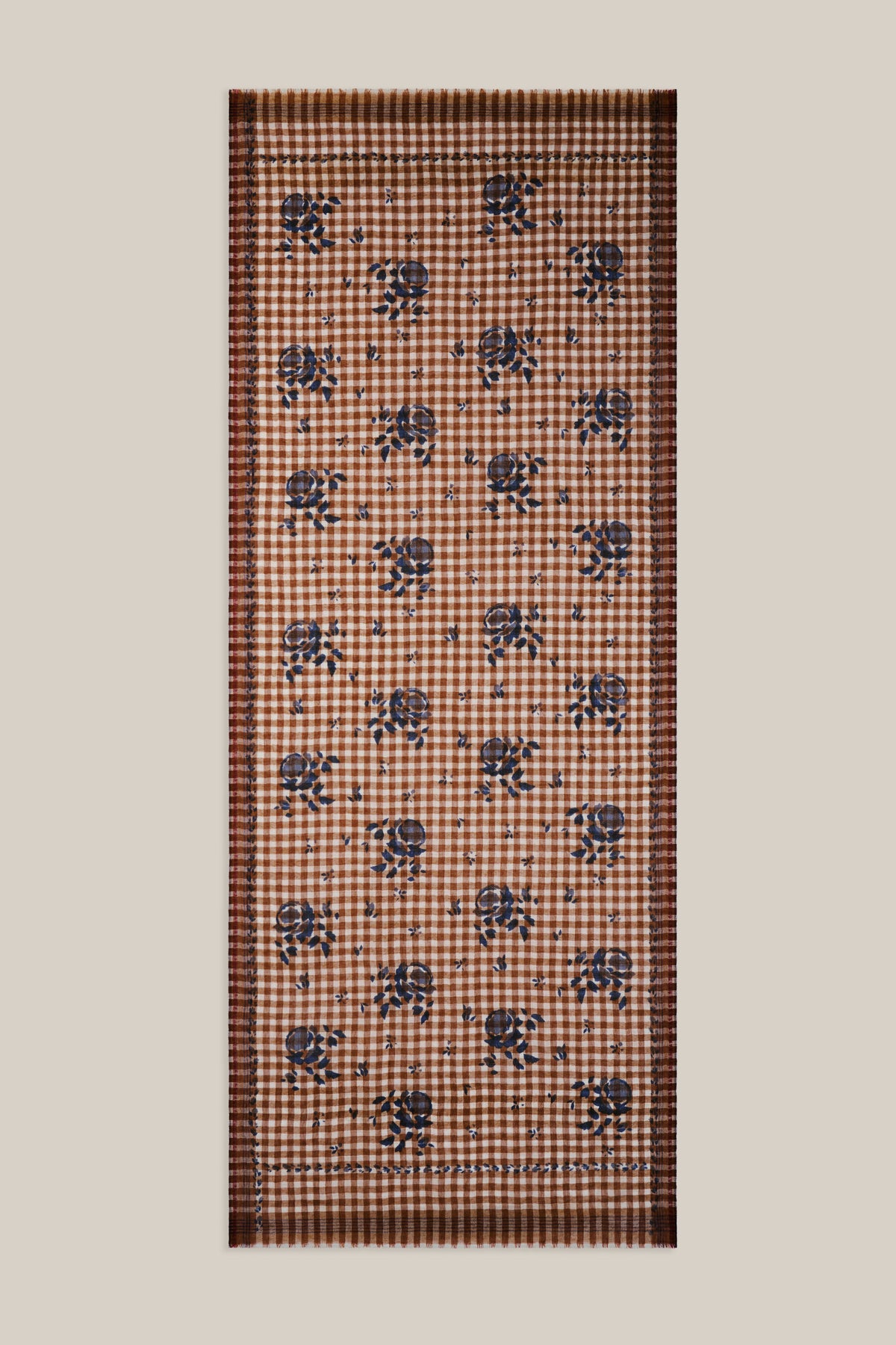 Sciarpa Vichy Flowers N. 693 Donna Henna