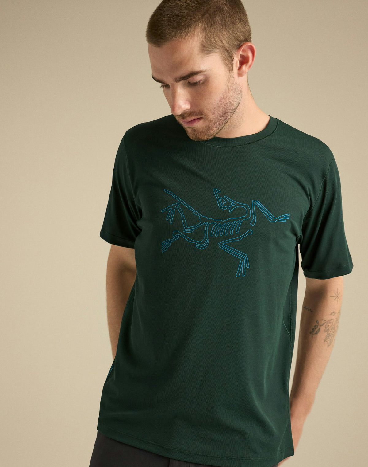T-shirt masculina Cormac com logótipo Jade Escuro/Água