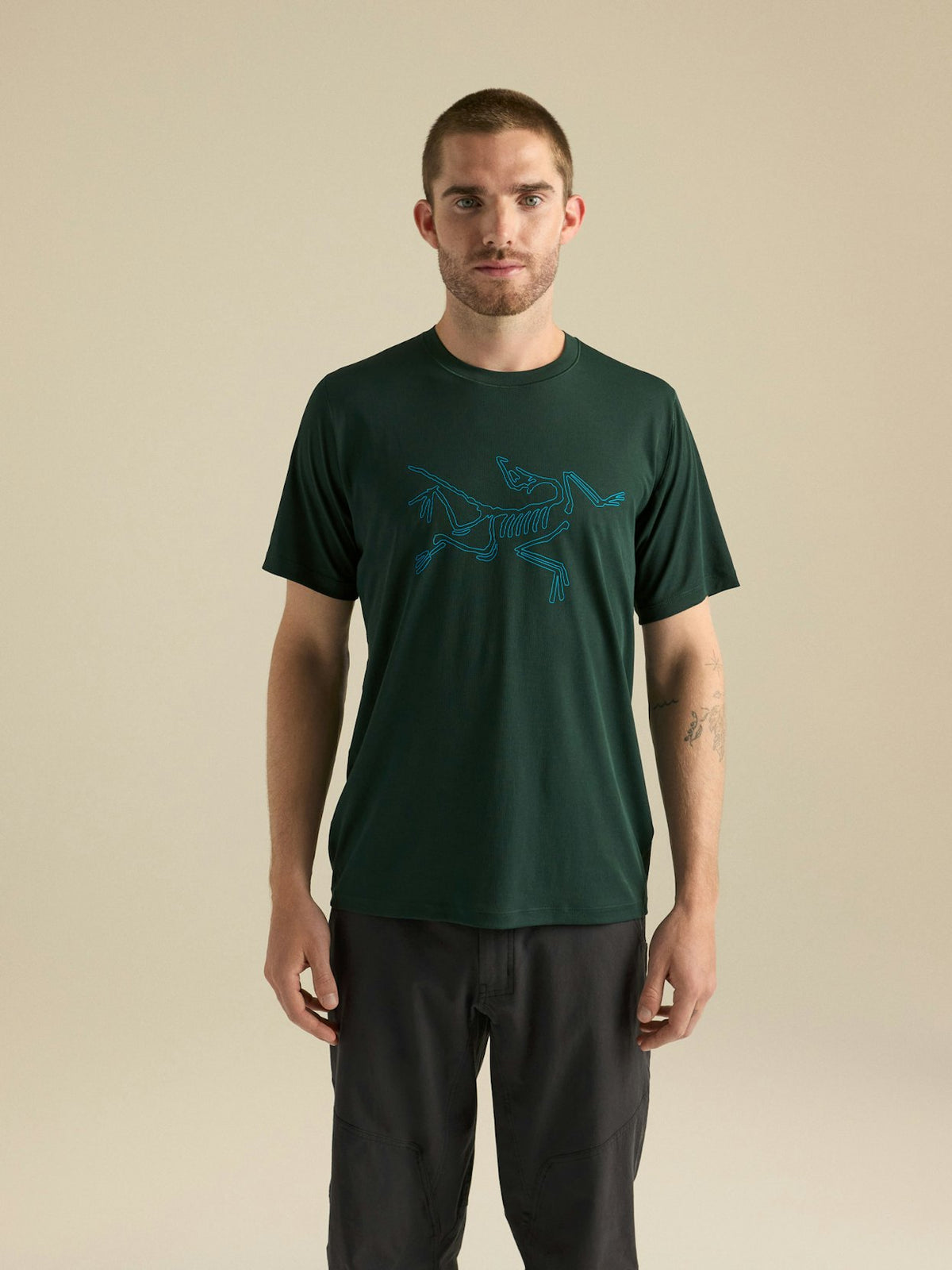 T-shirt masculina Cormac com logótipo Jade Escuro/Água