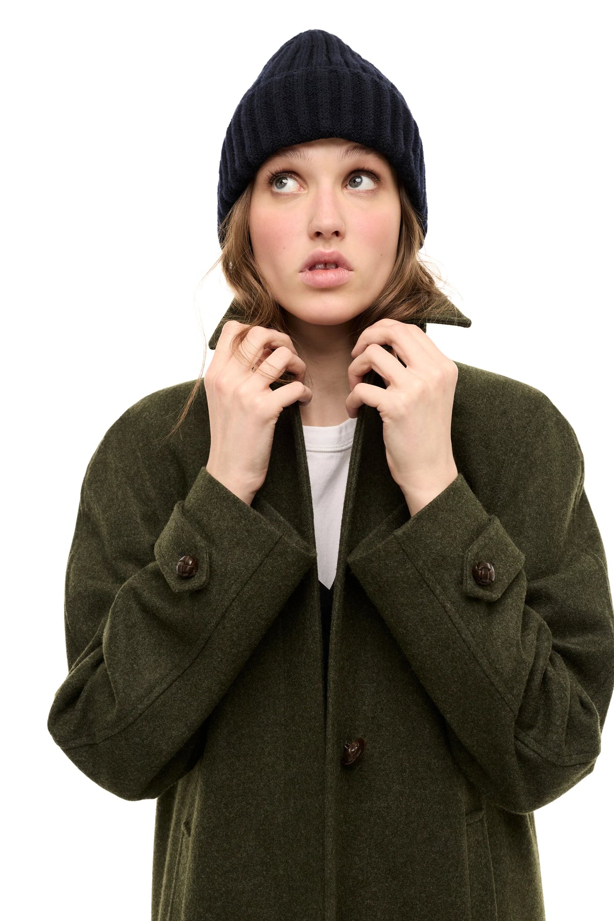 Frau Lena Long Mantel Loden Green