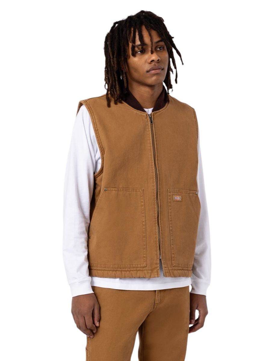 Gilet Duck Canvas Uomo Stone Washed Brown