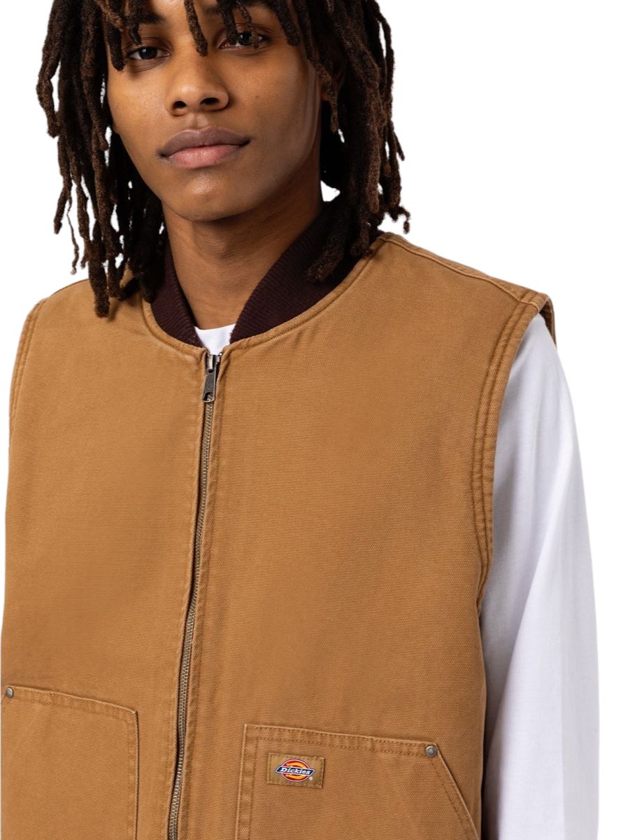 Men's Duck Canvas Vest Stone Washed Brown 