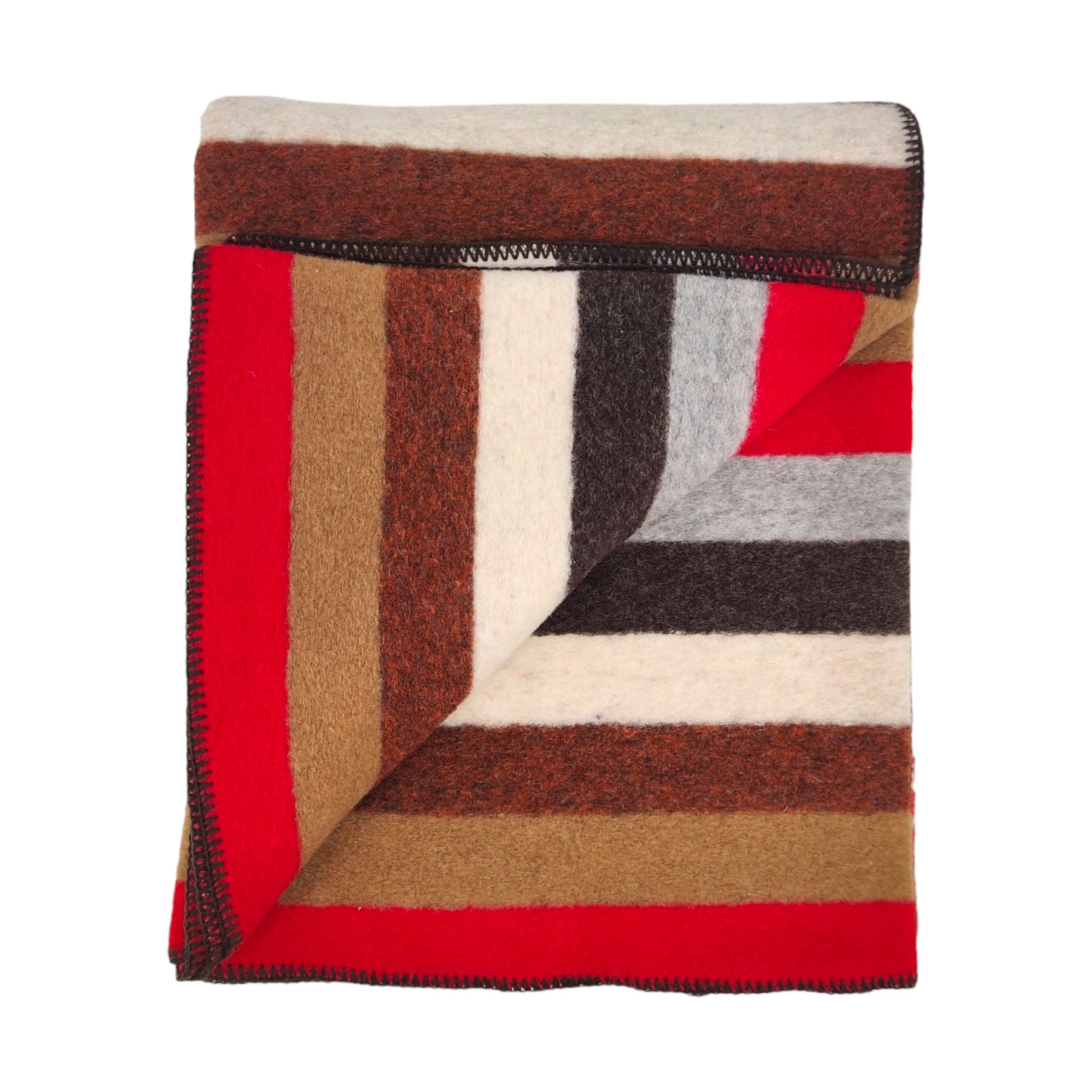 Biella Fabrics | Coperta Cheyenne Narural/Red Indian - Fabbrica Ski Sises
