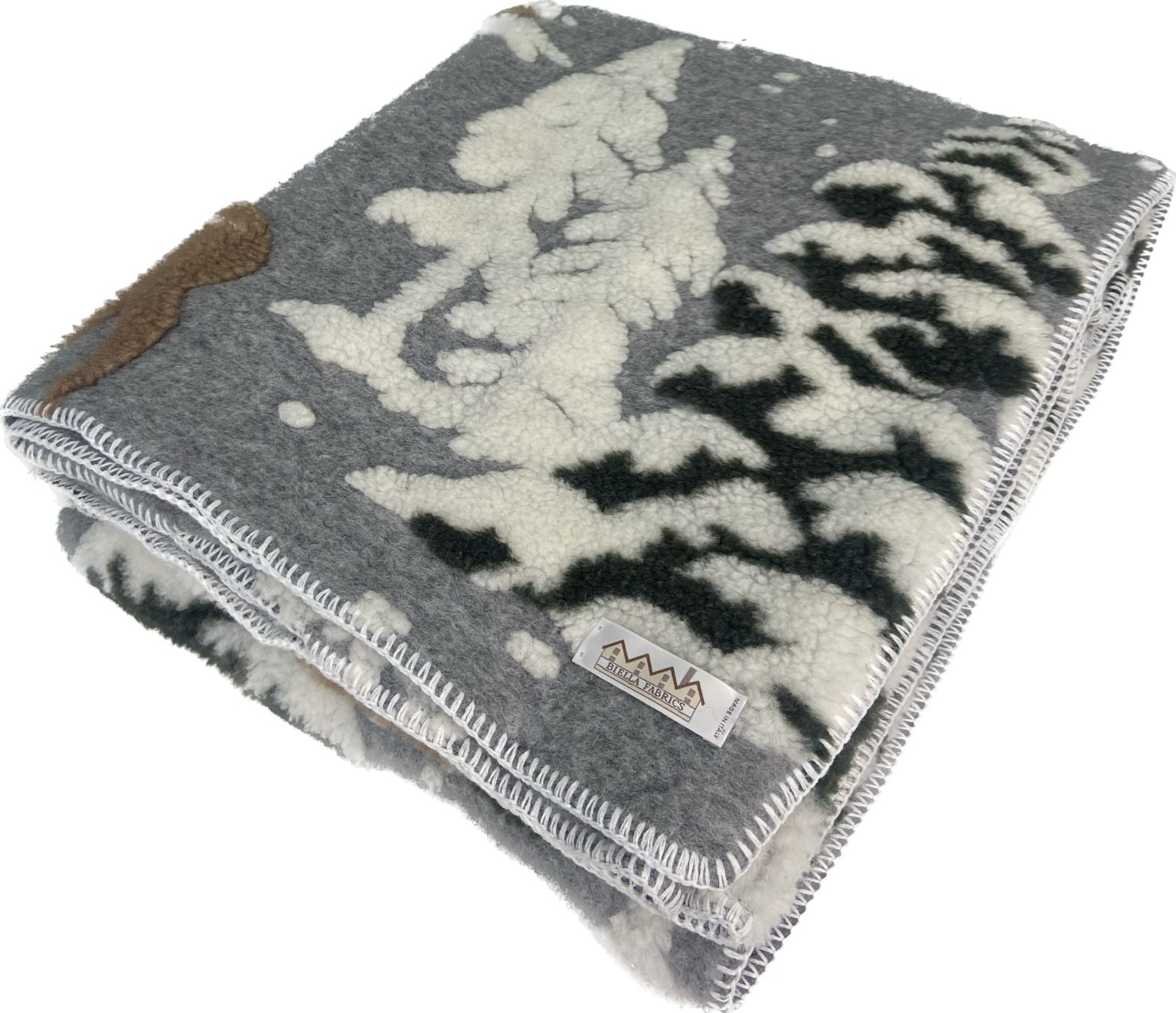 Biella Fabrics | Coperta Foresta Ardesia/White - Fabbrica Ski Sises