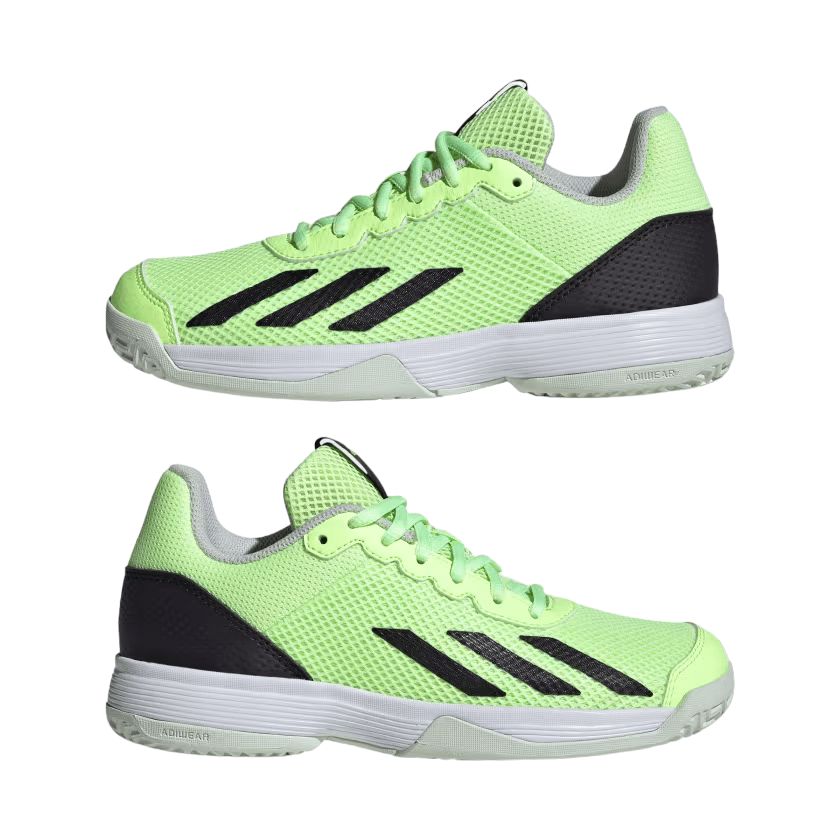 Junior Courtflash Tennis Shoes Green Spark/Aurora Black/Lucid Lemon 