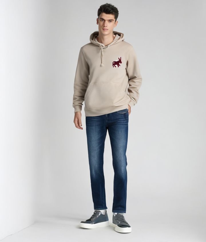 Maglia Hoodie Uomo Beige/Bordeaux