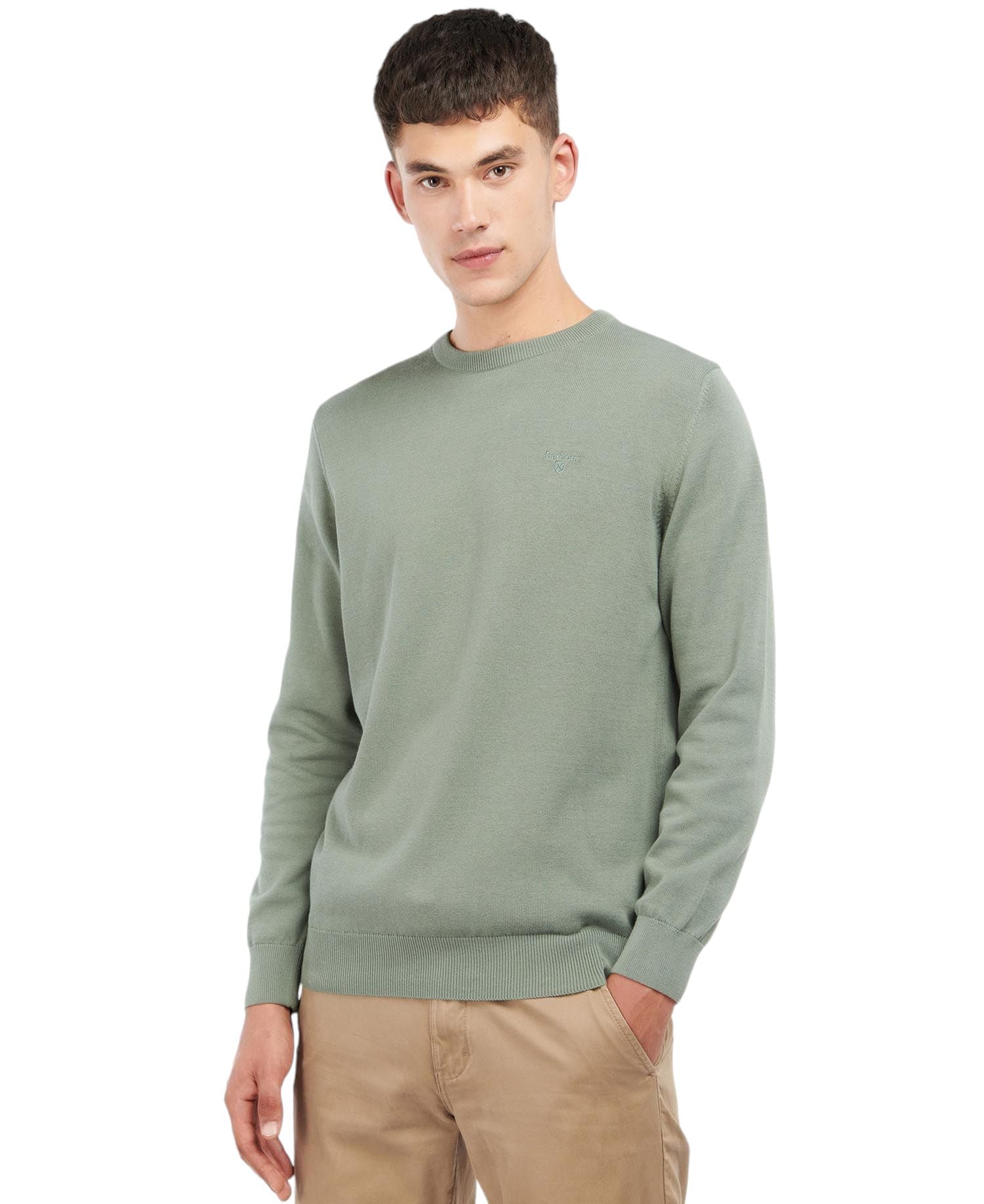 Barbour | Maglia Pima Cotton Crew Neck Uomo Agave Green - Fabbrica Ski Sises