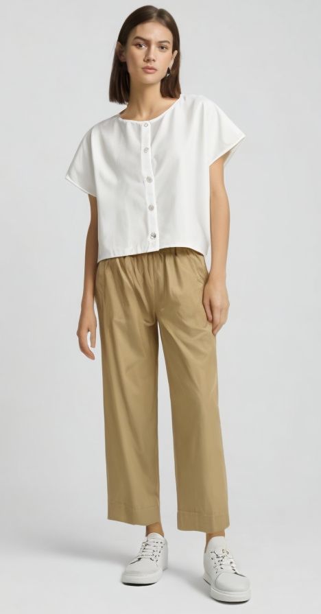 Women's Pensil Light Gabardina Trousers Khaki 