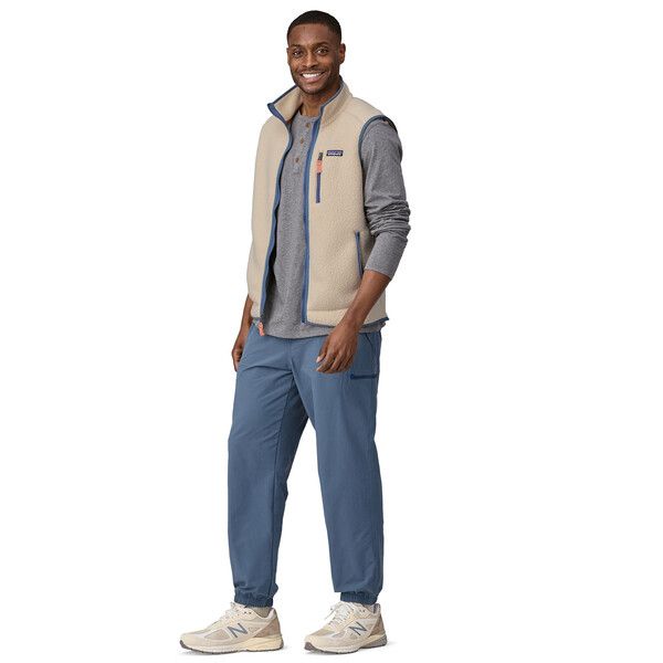 Men's Retro Pile Fleece Vest Dark Natural/Utility Blue 