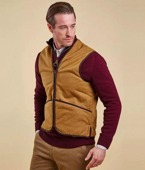 Barbour | Gilet Warm Pile Lining Waistcoat Zipin Uomo Beige - Fabbrica Ski Sises